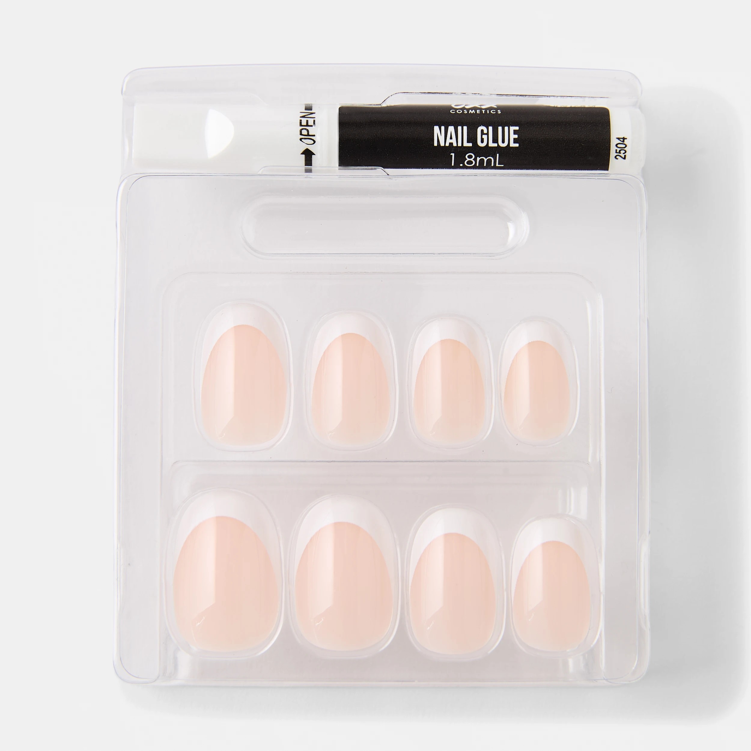 3 OXX Cosmetics 24 Pack Artificial Nails with Adhesive - Oval Shape, French Tip, 3 of 5