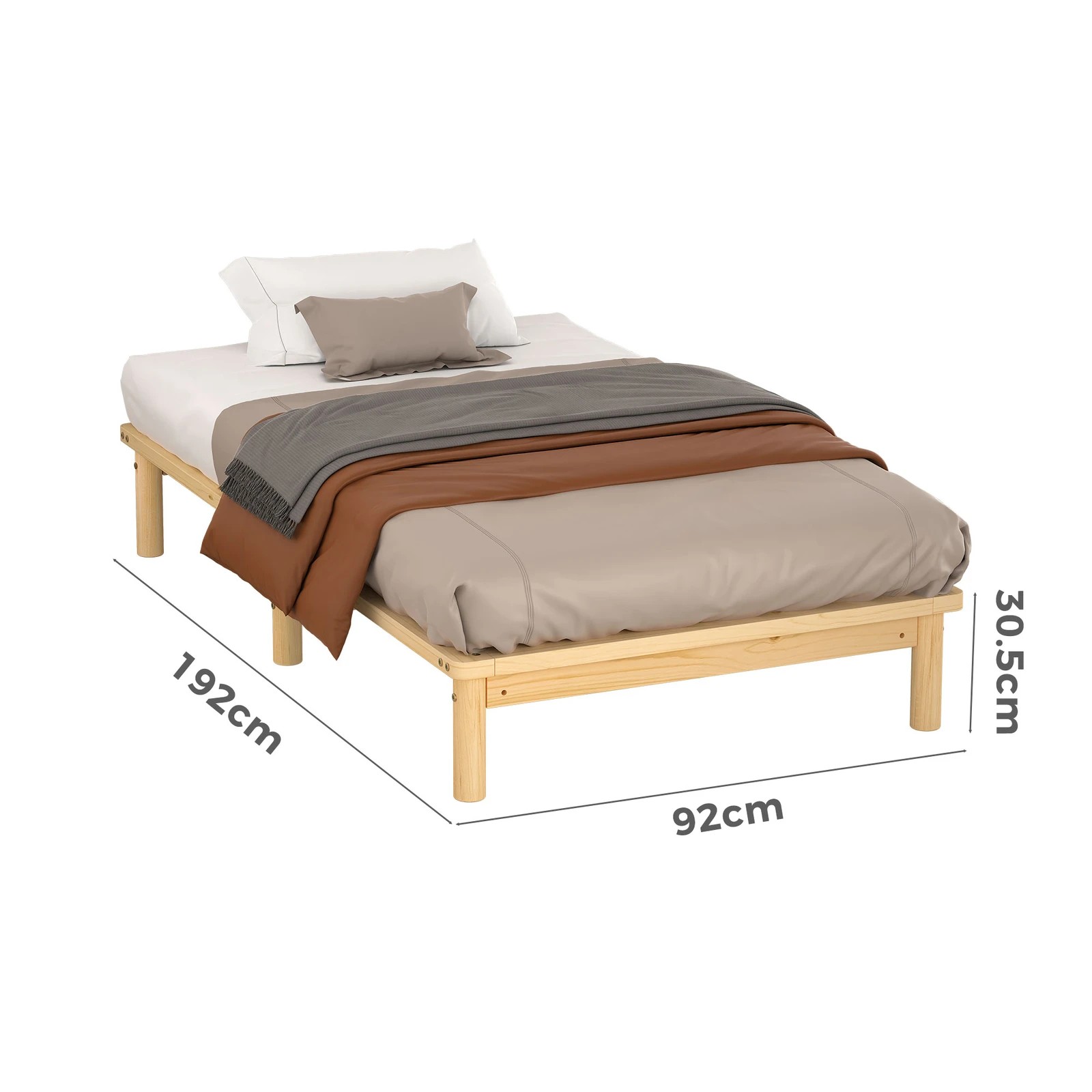 7 Alfordson Bed Frame Wooden Timber Single Size Mattress Base Platform Basia - Natural, 7 of 10