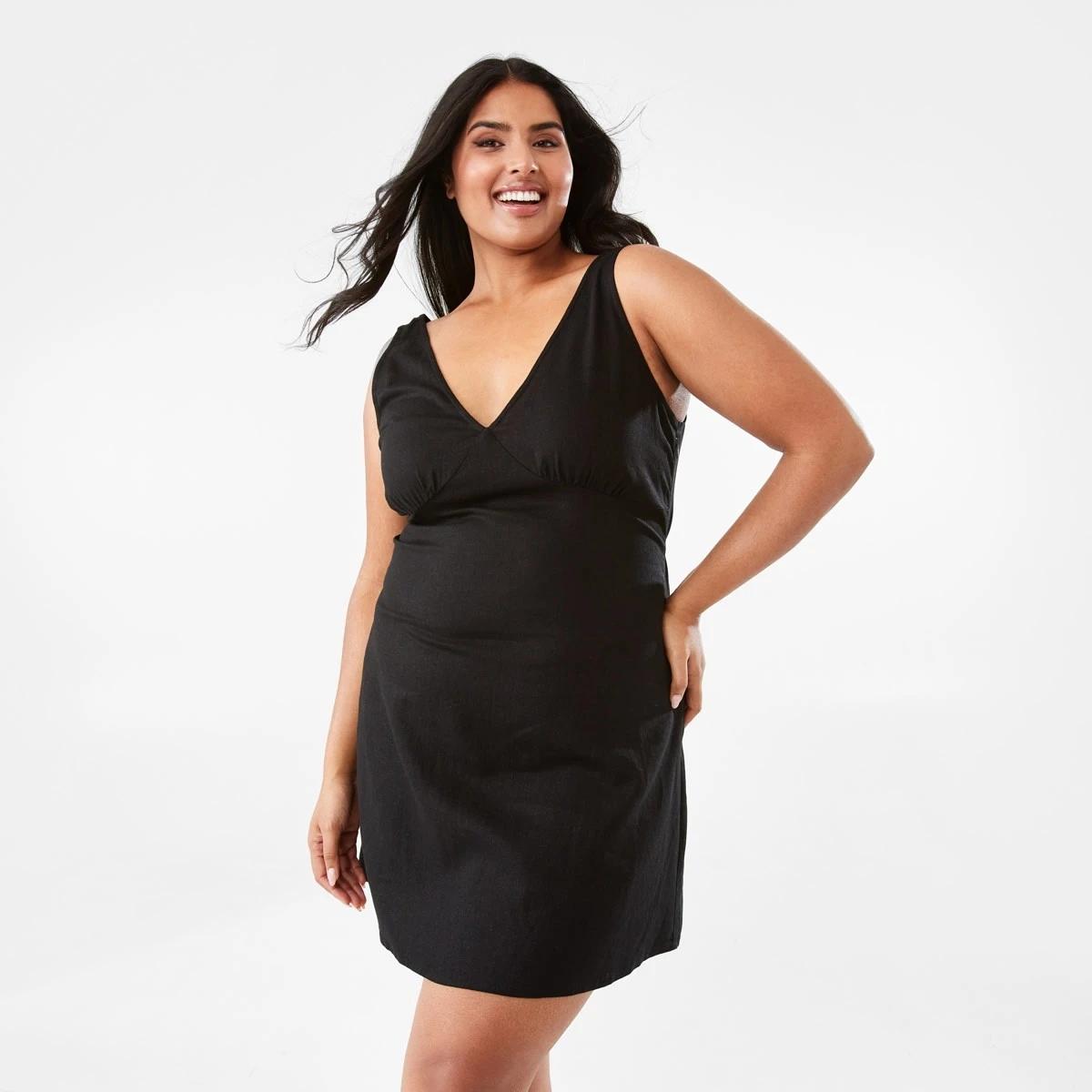 3 Sleeveless V-Neck Mini Dress Black, 3 of 9