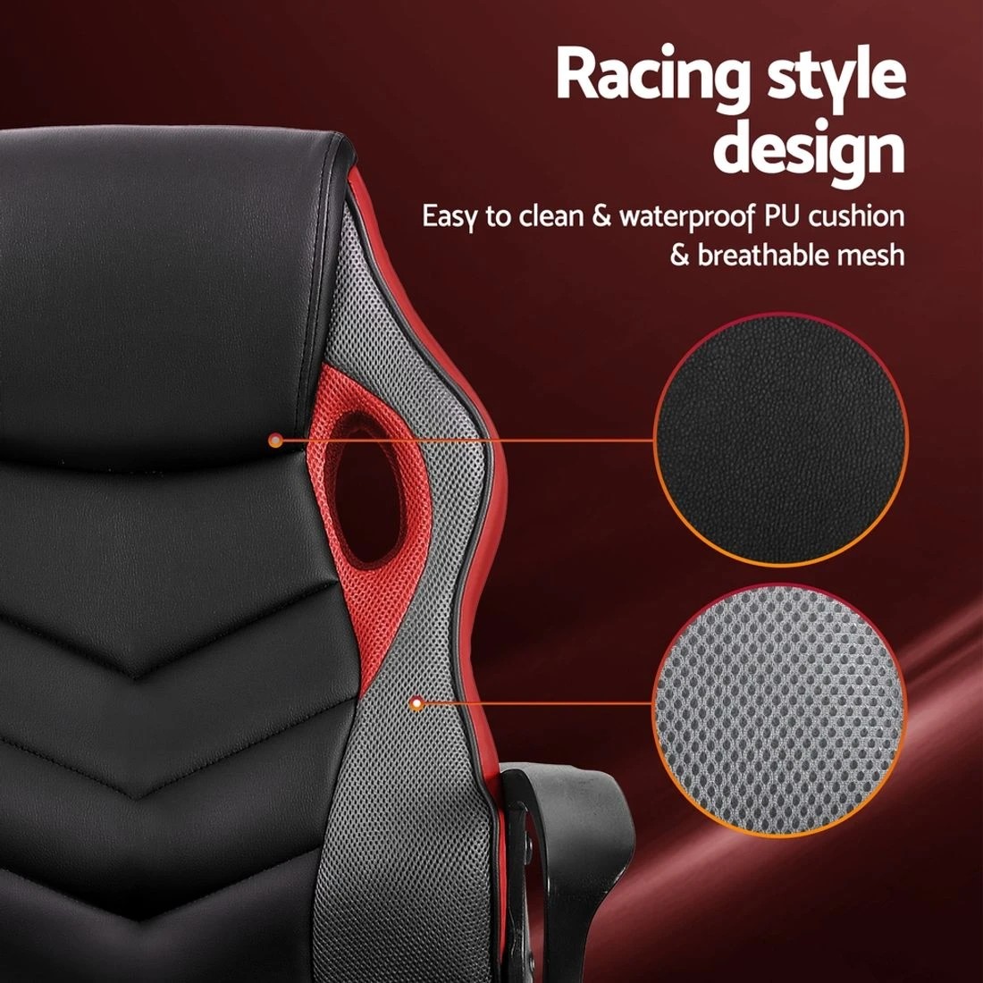 5 Artiss Gaming Office Chair Computer Chairs - Red, 5 of 7