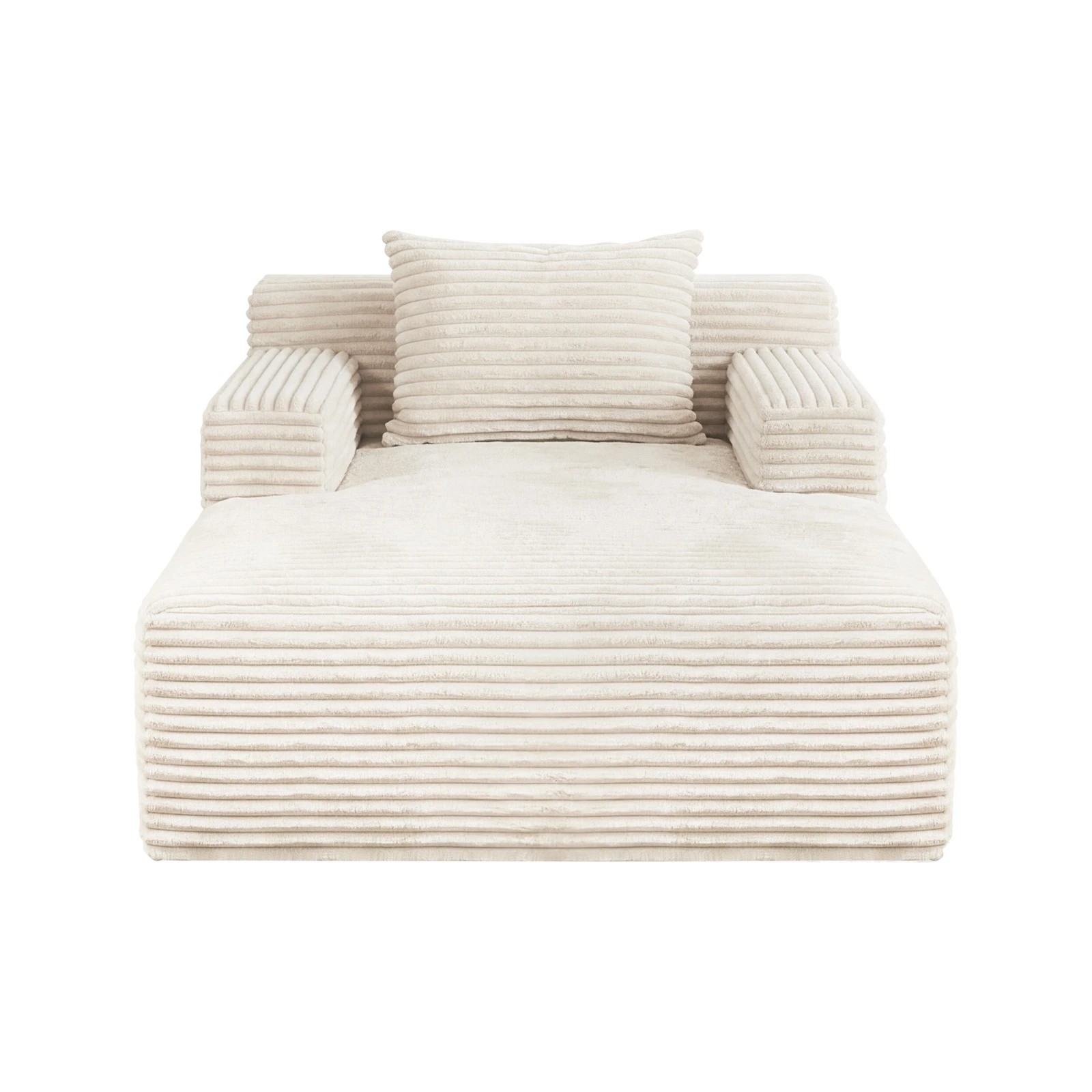 4 Oikiture Compressed Chaise Chair Corduroy Single Sofa Bed Couch - Beige, 4 of 5