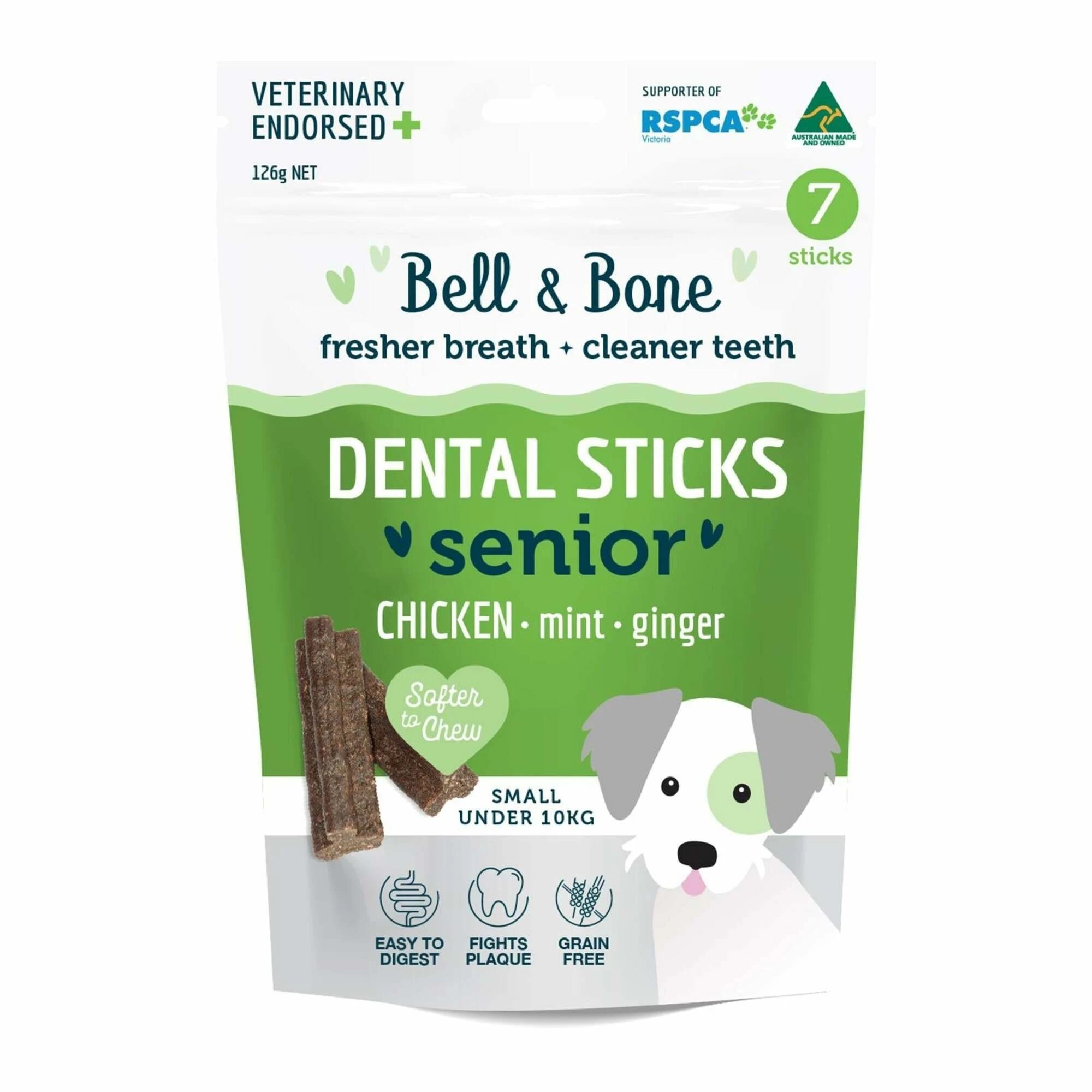1 Bell & Bone Senior Dental Sticks For Small Dogs Chicken, Mint & Ginger 7 Pack, 1 of 1