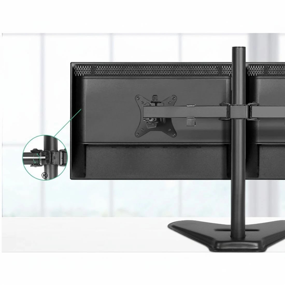 6 Artiss Monitor Stand Arm Dual HD LED TV Freestanding Mount Holder 2 Arm Display - Black, 6 of 8