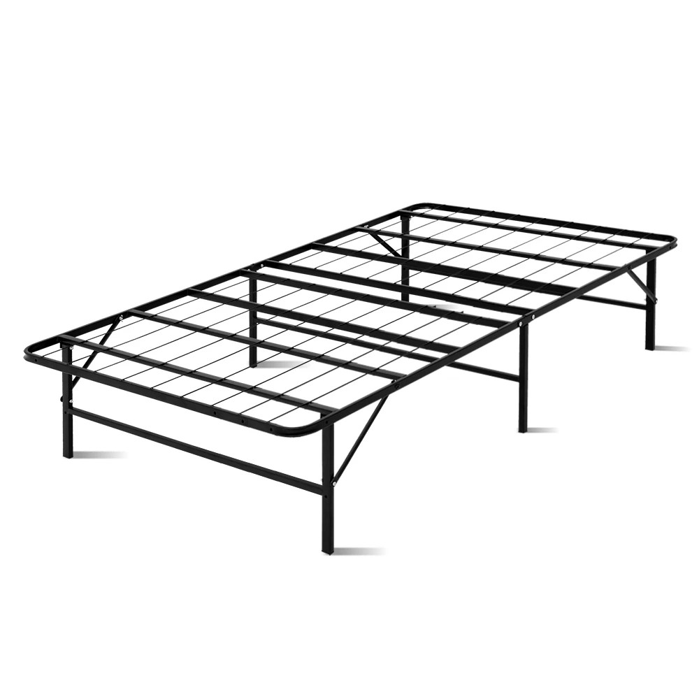 1 Artiss Folding Bed Frame Metal Base - Black, 1 of 8