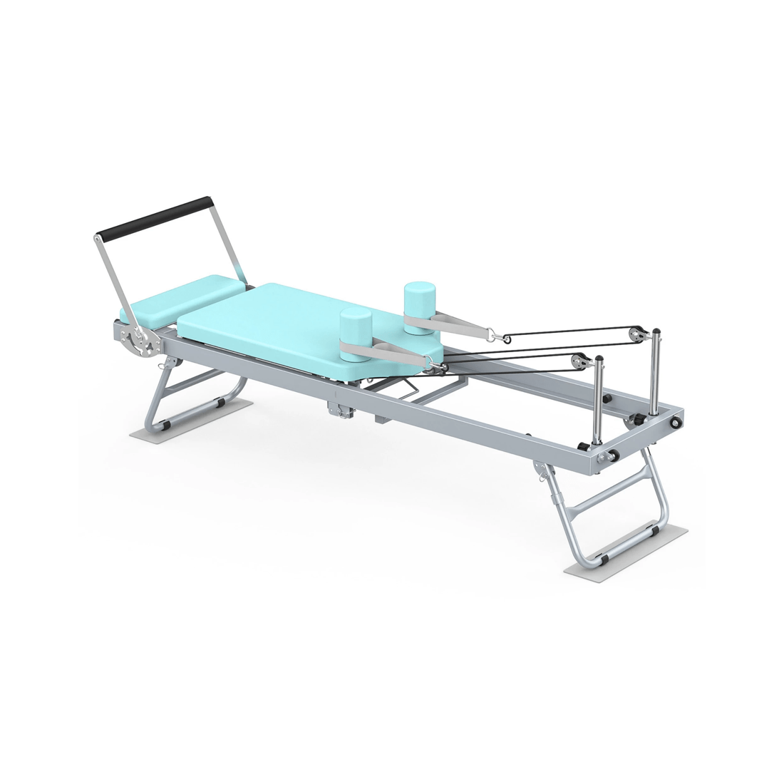 6 Advwin Foldable Pilates Reformer Machine Exercise Equipment with Wheels Cyan, 6 of 7