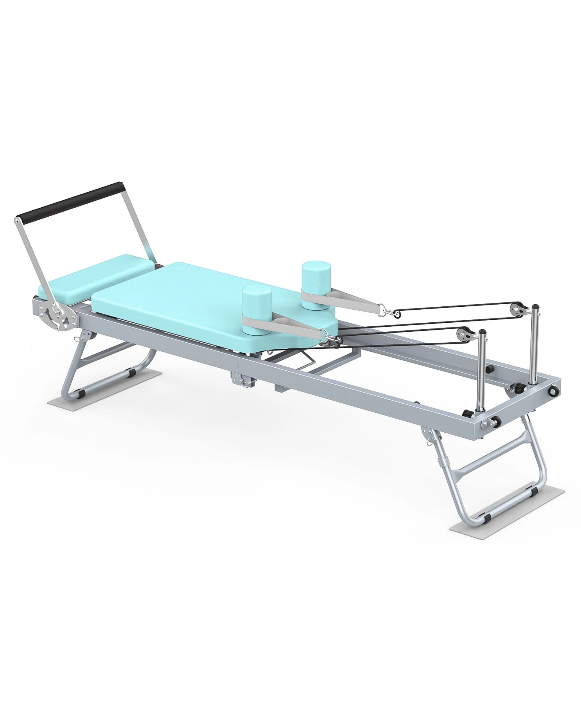 6 Advwin Foldable Pilates Reformer Machine Exercise Equipment with Wheels Cyan, 6 of 7