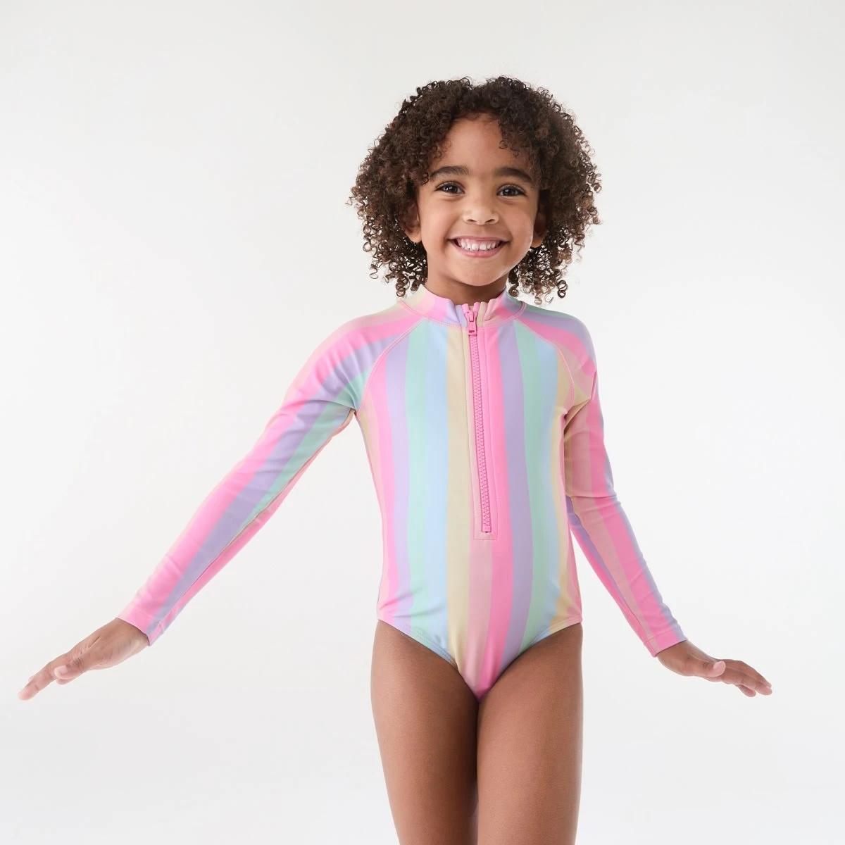 1 Long Sleeve One Piece Swimsuit Mlt Stripe, 1 of 7
