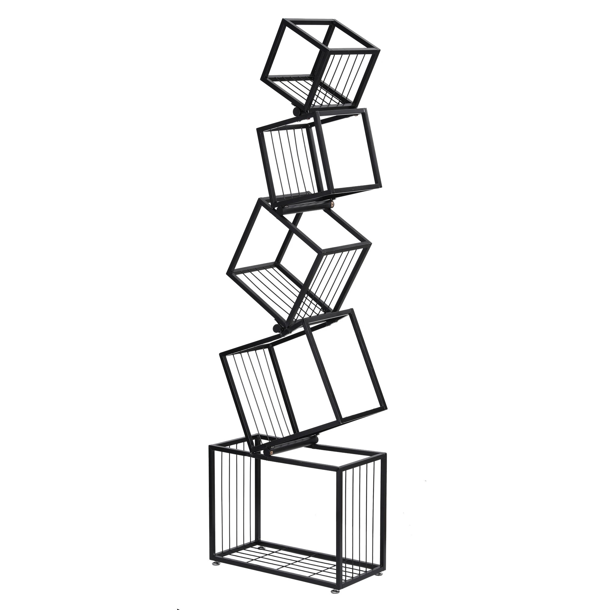 1 Artiss 5-Tier Bookshelf Metal Geometric Display Shelf Storage Organizer - Black, 1 of 3