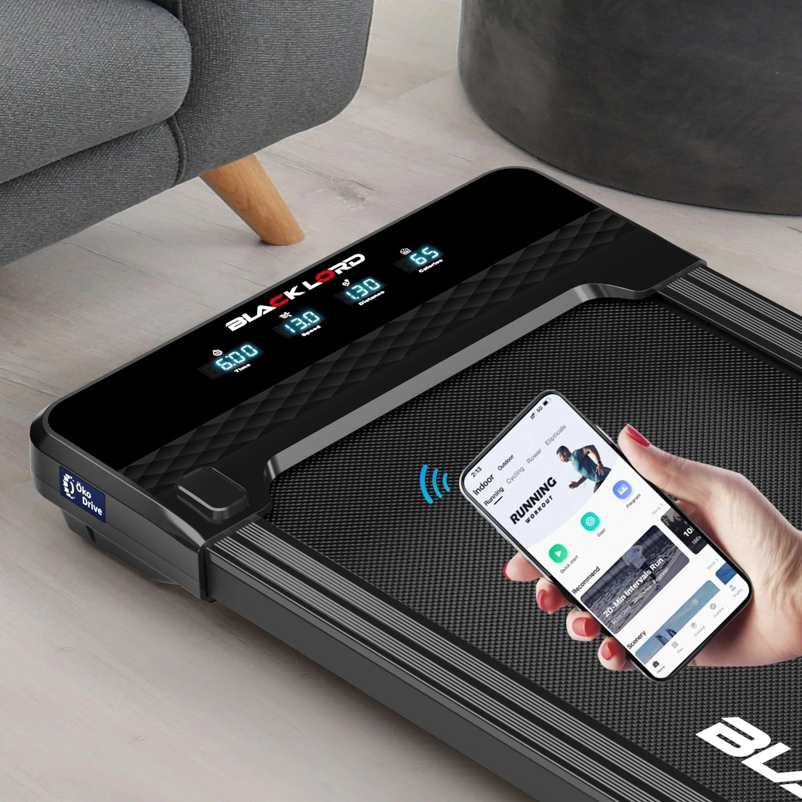 3 Black Lord Treadmill Electric Walking Pad Under Desk Home Gym Incline 430mm Belt - Black, 3 of 10