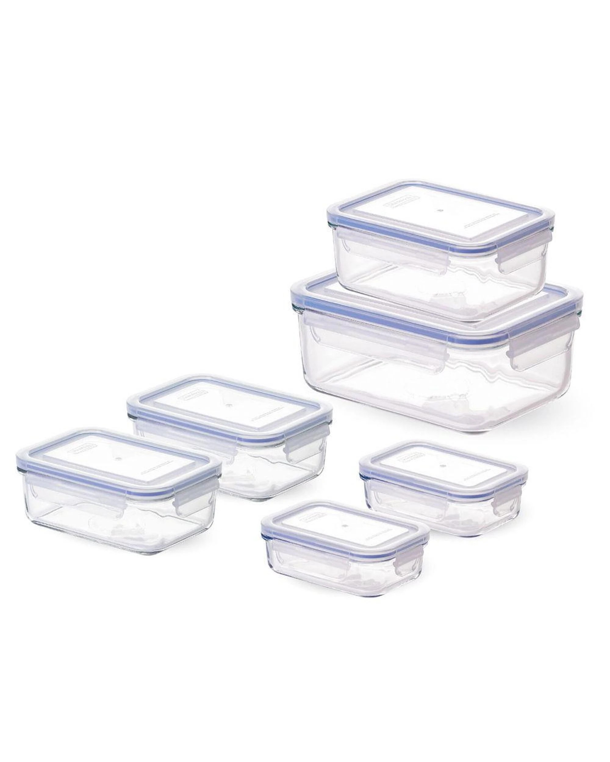 1 Glasslock Rectangular Food Container Set W Lid 6pc Tempered Glass, 1 of 2
