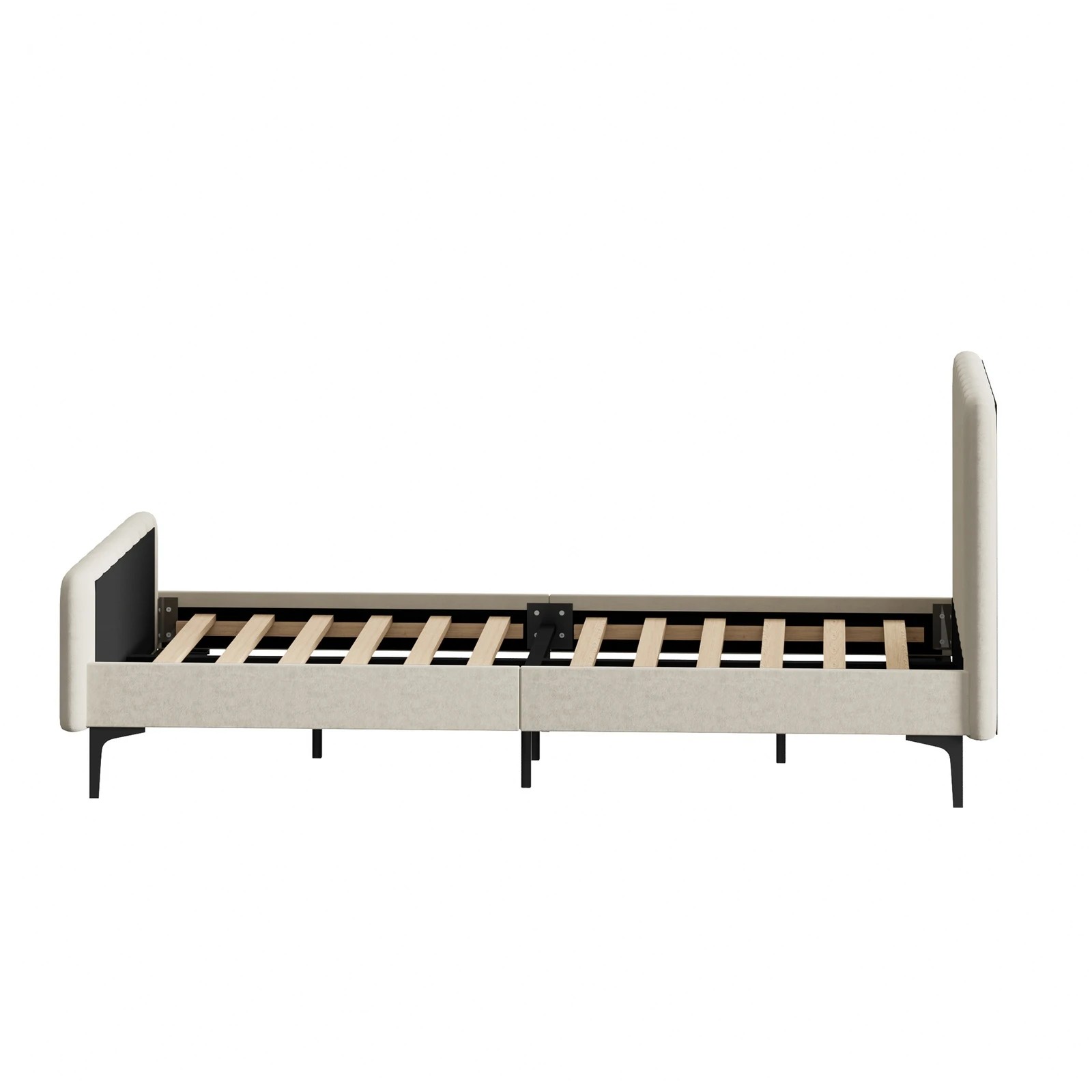 9 Oikiture King Single Bed Frame Beds Platform Velvet
 - Beige, 9 of 10