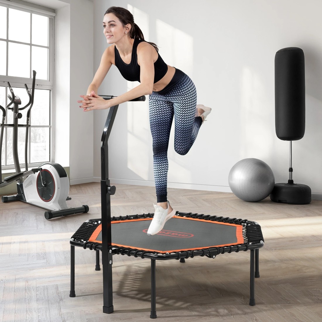 10 Mazam Trampoline Rebounder Jumping Exercise Fitness Adjustable Handrail 50 Inch
 - Multi, 10 of 10