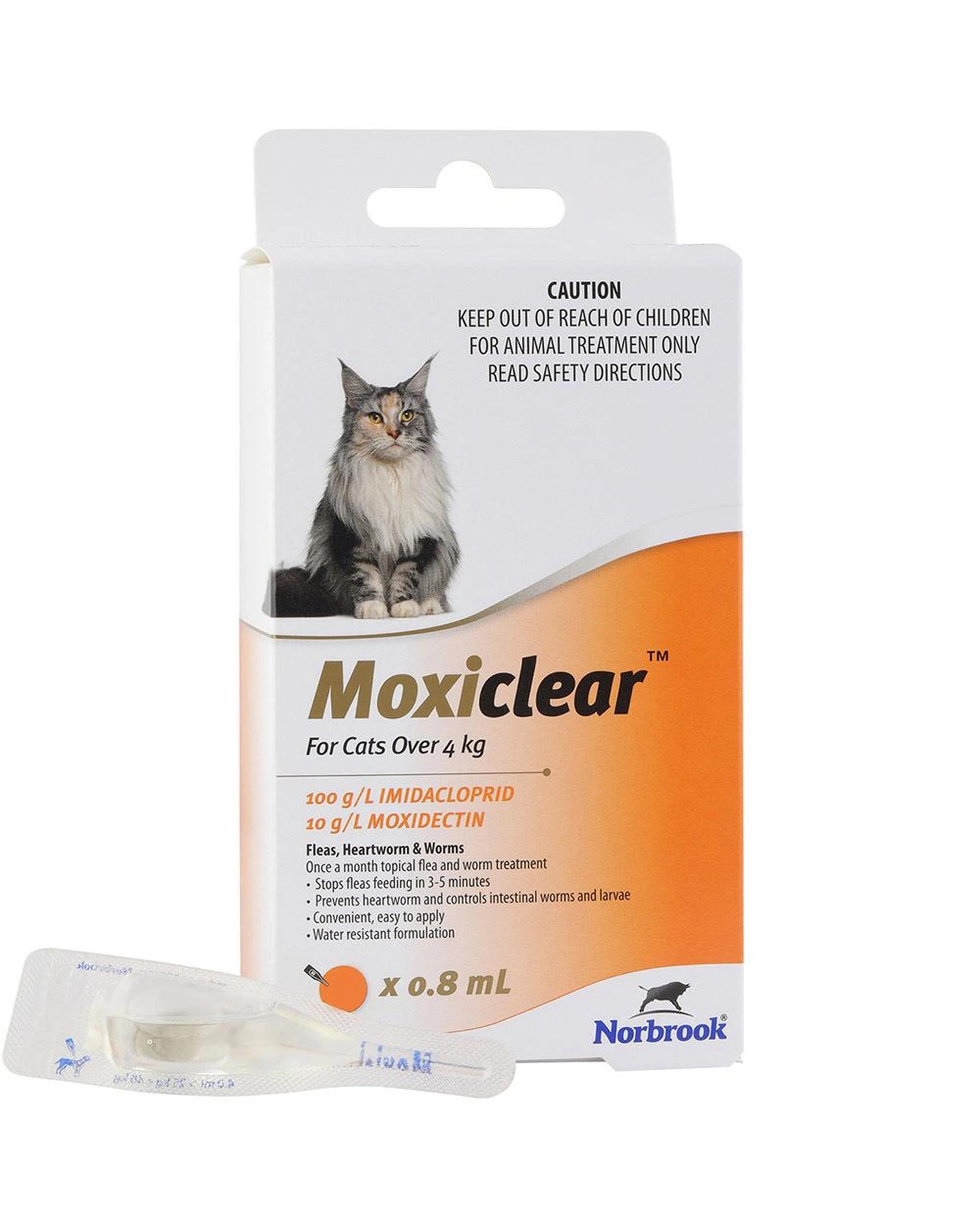 1 Moxiclear Fleas & Worms Treatment for Cats Over 4kg Orange 3 Pack, 1 of 1