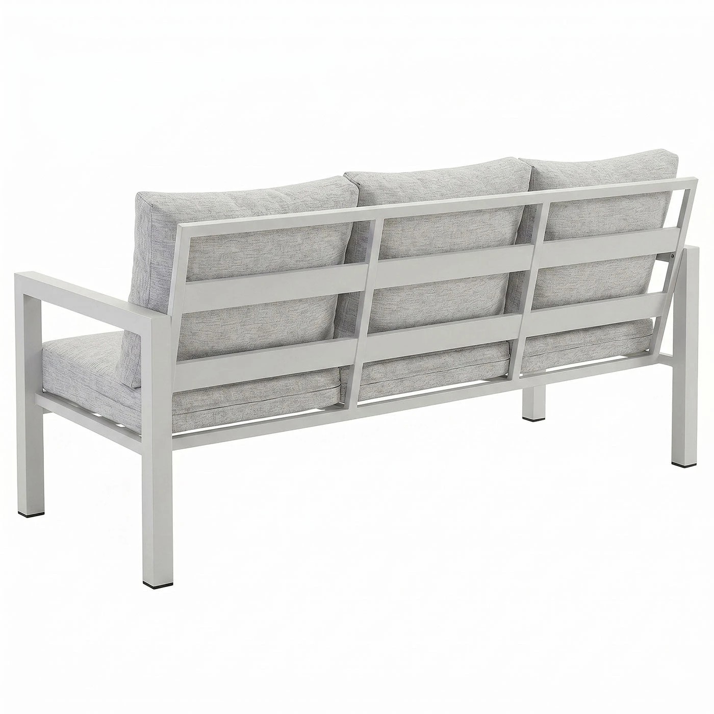 5 Moda Living Manly 3 Seater White Aluminium Outdoor Sofa Lounge - Light Textured Grey Cushions - White, 5 of 10