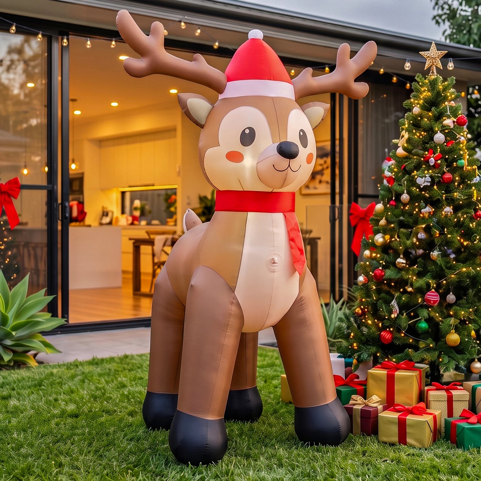 2 Jingle Jollys Christmas Inflatable Reindeer 2.5M Illuminated Decorations - Brown, 2 of 9