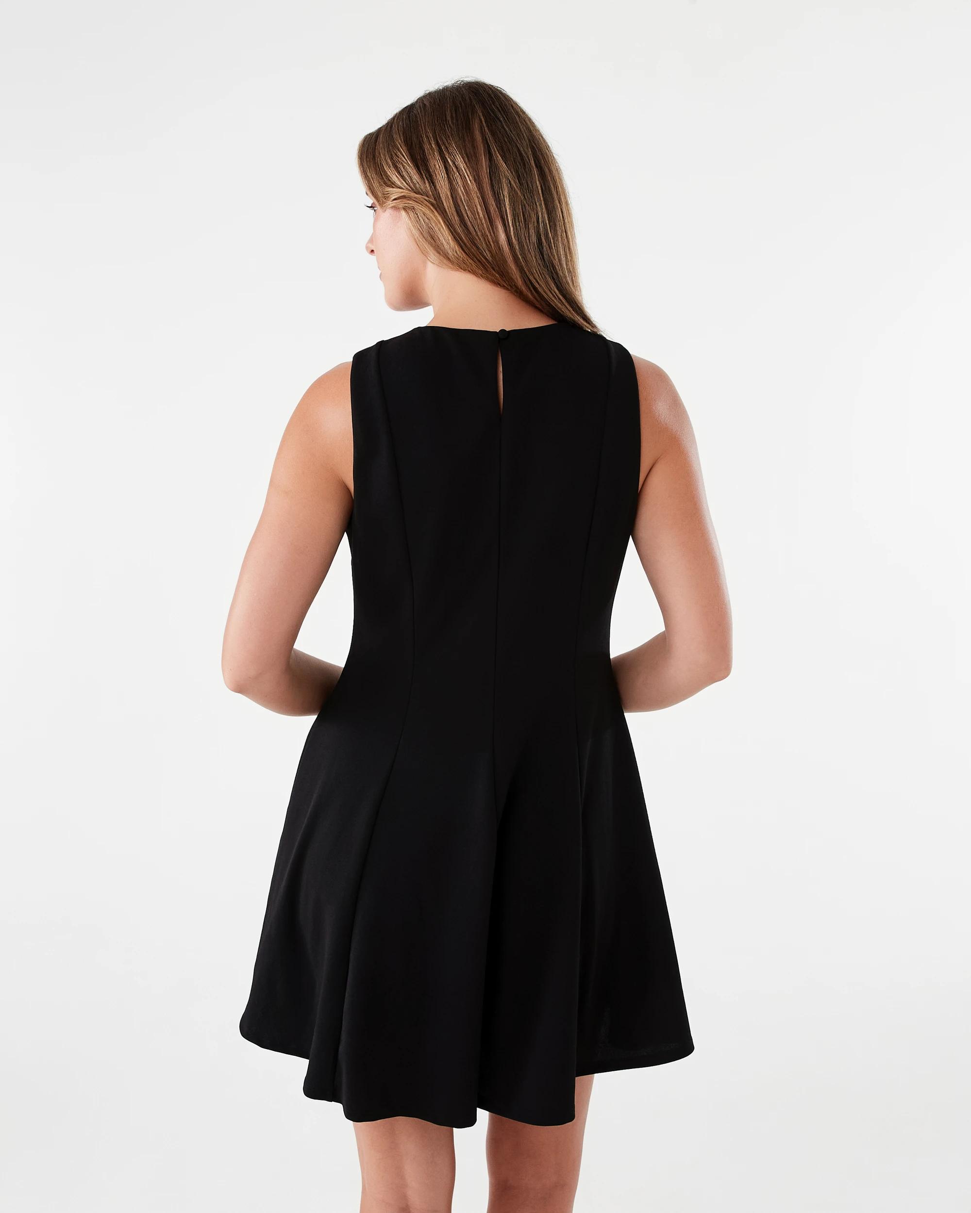 3 Sleeveless Flare Mini Dress Black, 3 of 9