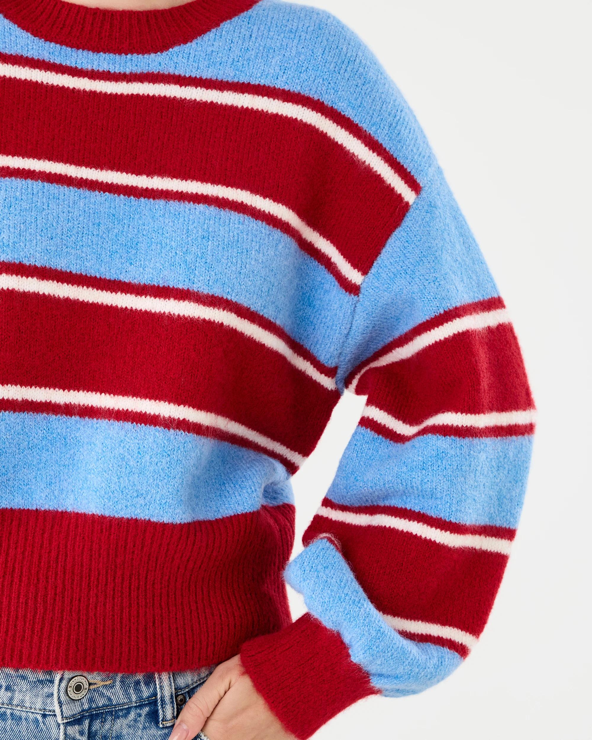 7 Fluffy Stripe Jumper Red Stripe, 7 of 7