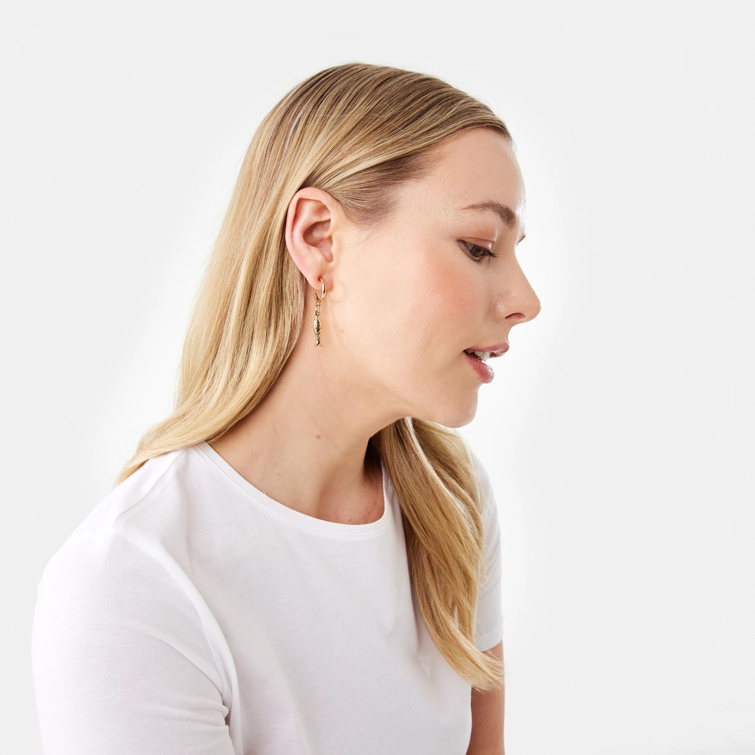 4 3 Pack Sardine and Shell Earrings - Gold Tone GOLD, 4 of 5