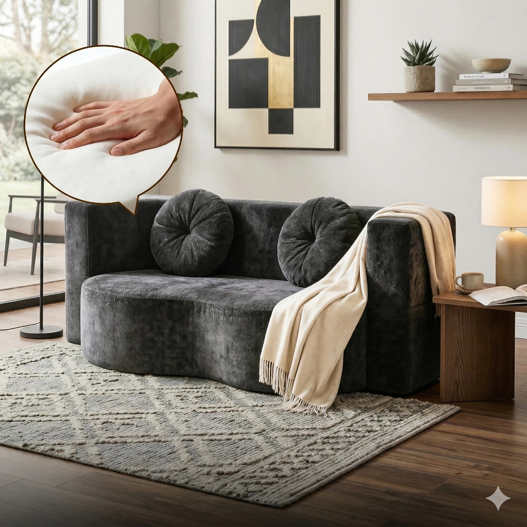 4 Artiss Convertible Compressed Sofa Bed 2 in 1 Comfort Curved Sleeper Couch - Grey, 4 of 9