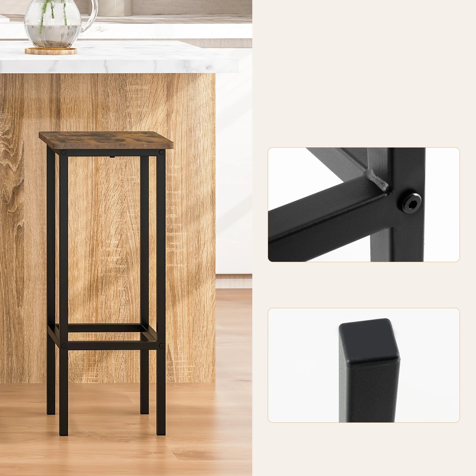 4 Costway 4x Bar Stools Counter Height Chair Metal Kitchen Dining Furniture, 4 of 5