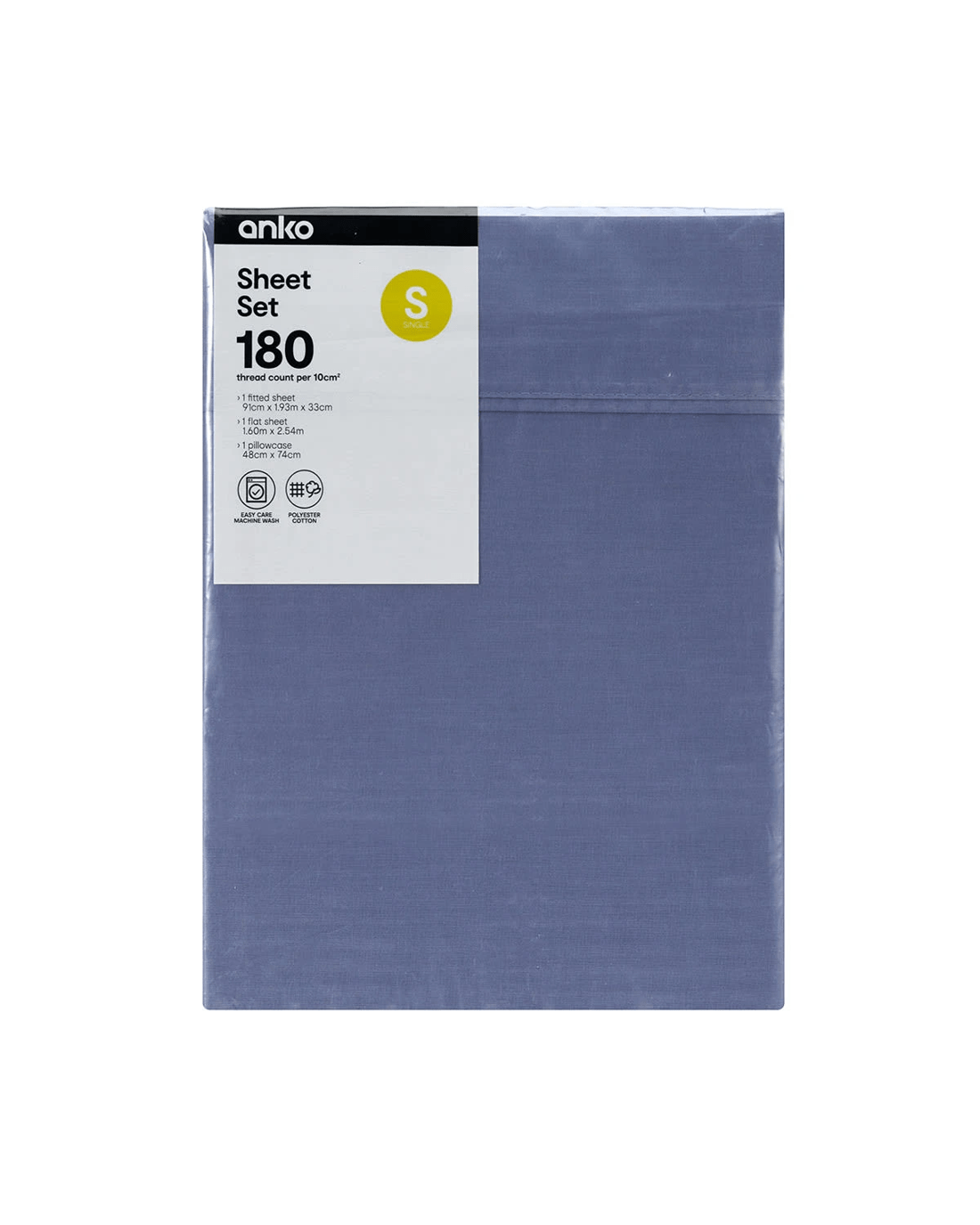 8 180 Thread Count Sheet Set - Single Bed, Mid Blue, 8 of 8