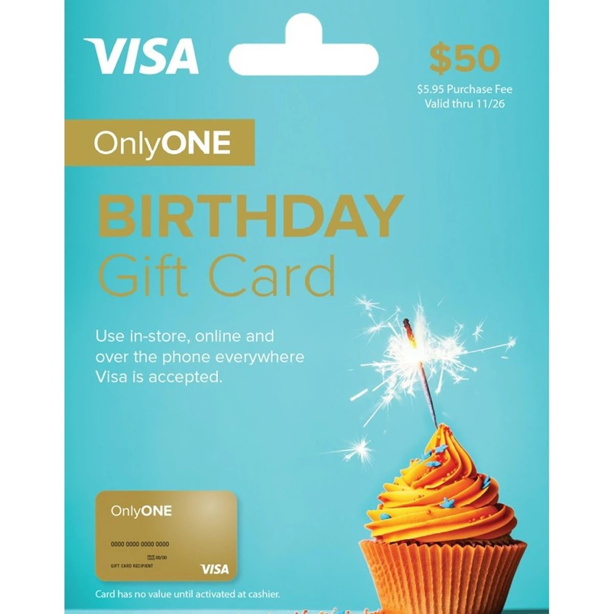 1 Only One VISA $50 Birthday Gift Card
