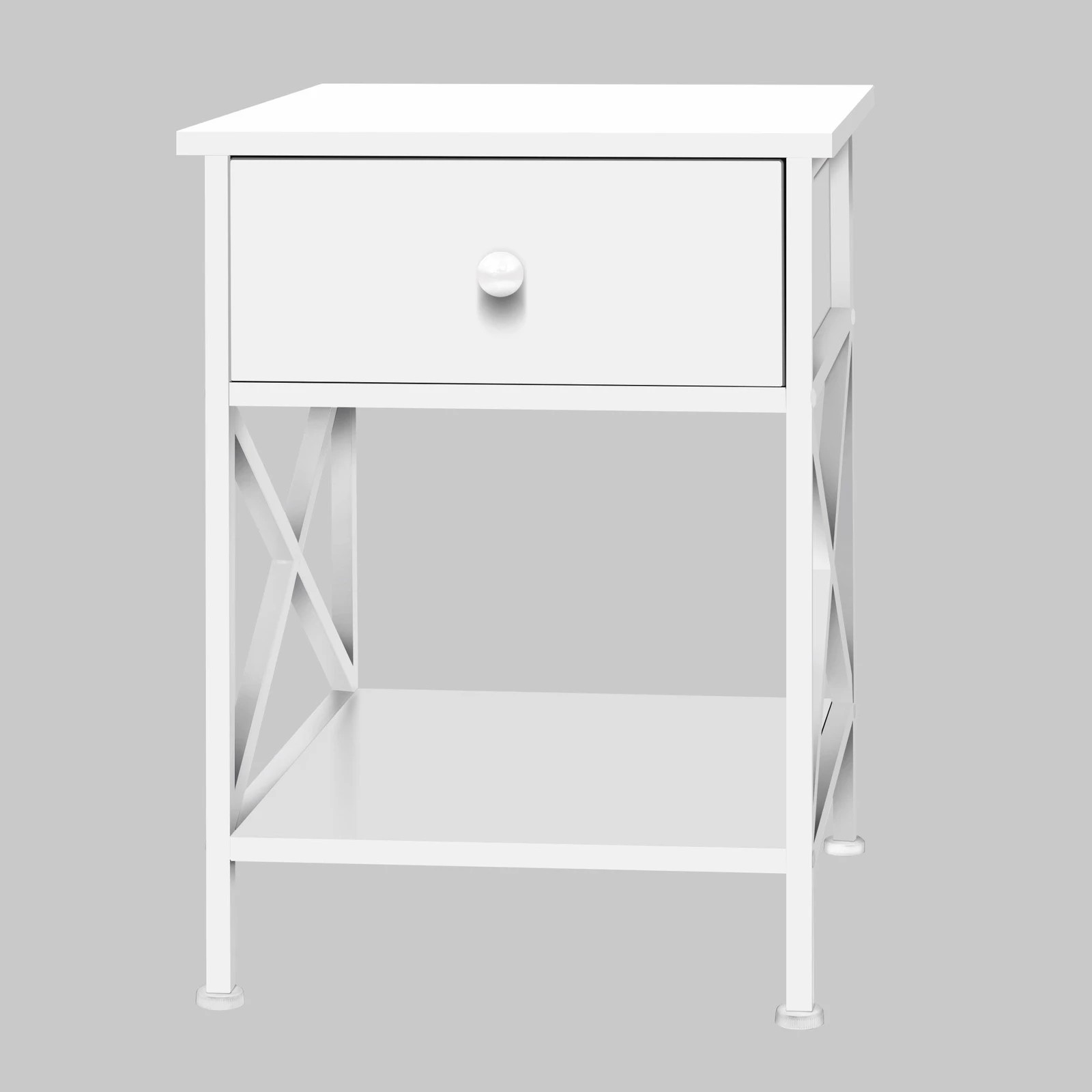 8 Alfordson 2x Bedside Table Retro Nightstand 1 Drawer - White, 8 of 9