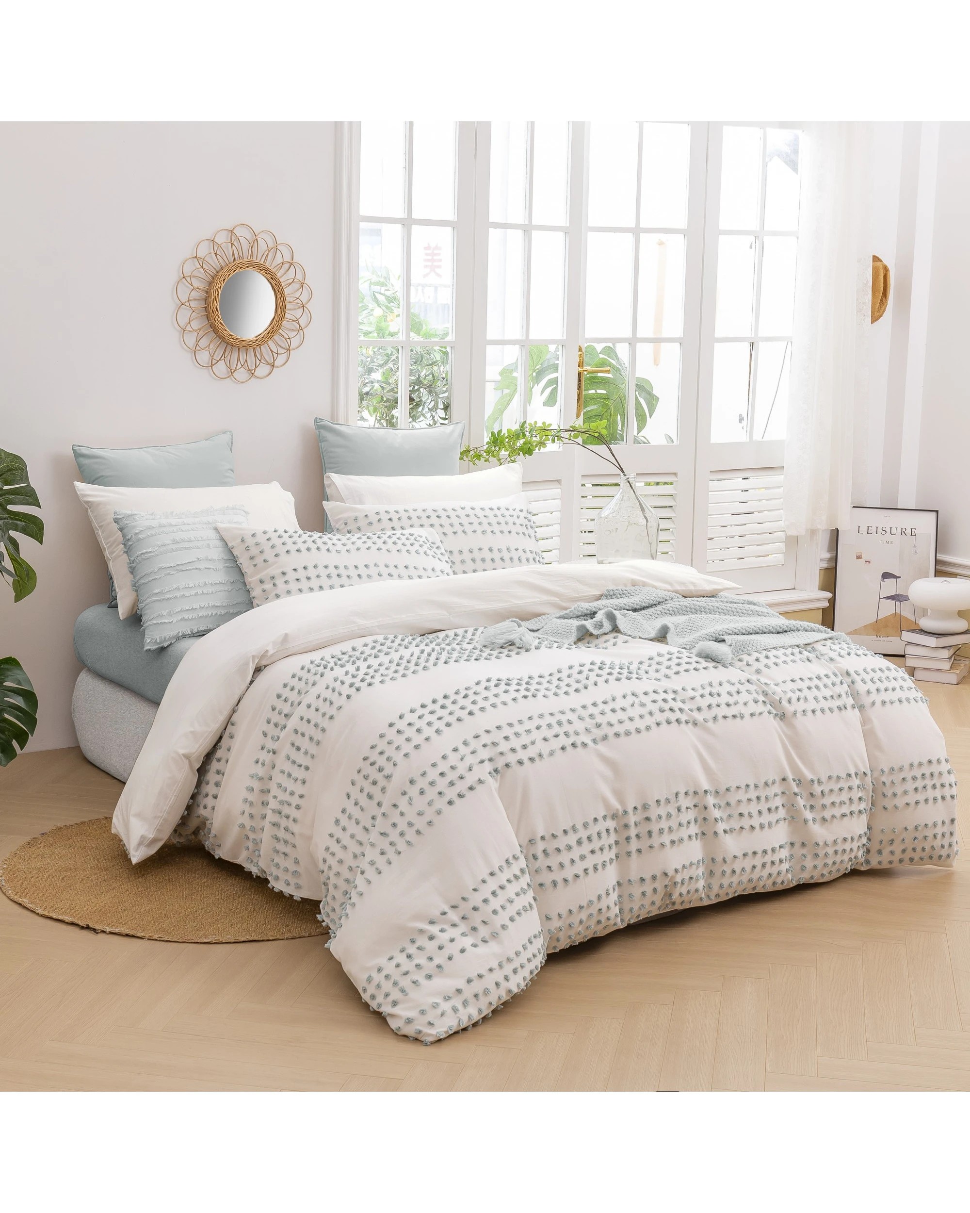 7 Dreamaker Clovelly Tufted Stripe Quilt Cover Set - Queen Bed - White, 7 of 7