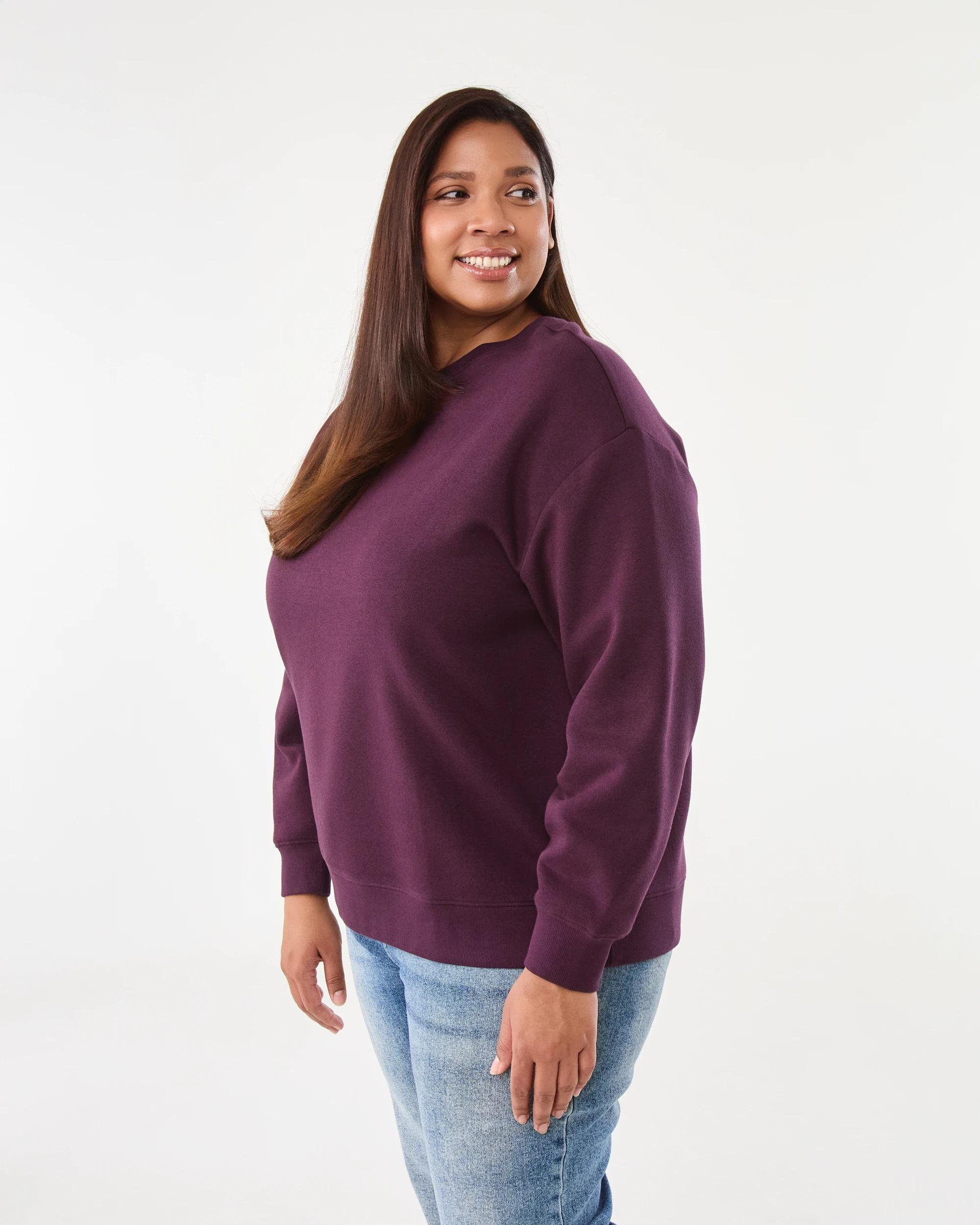 2 Curve Long Sleeve Boxy Sweatshirt Plum Jam, 2 of 7