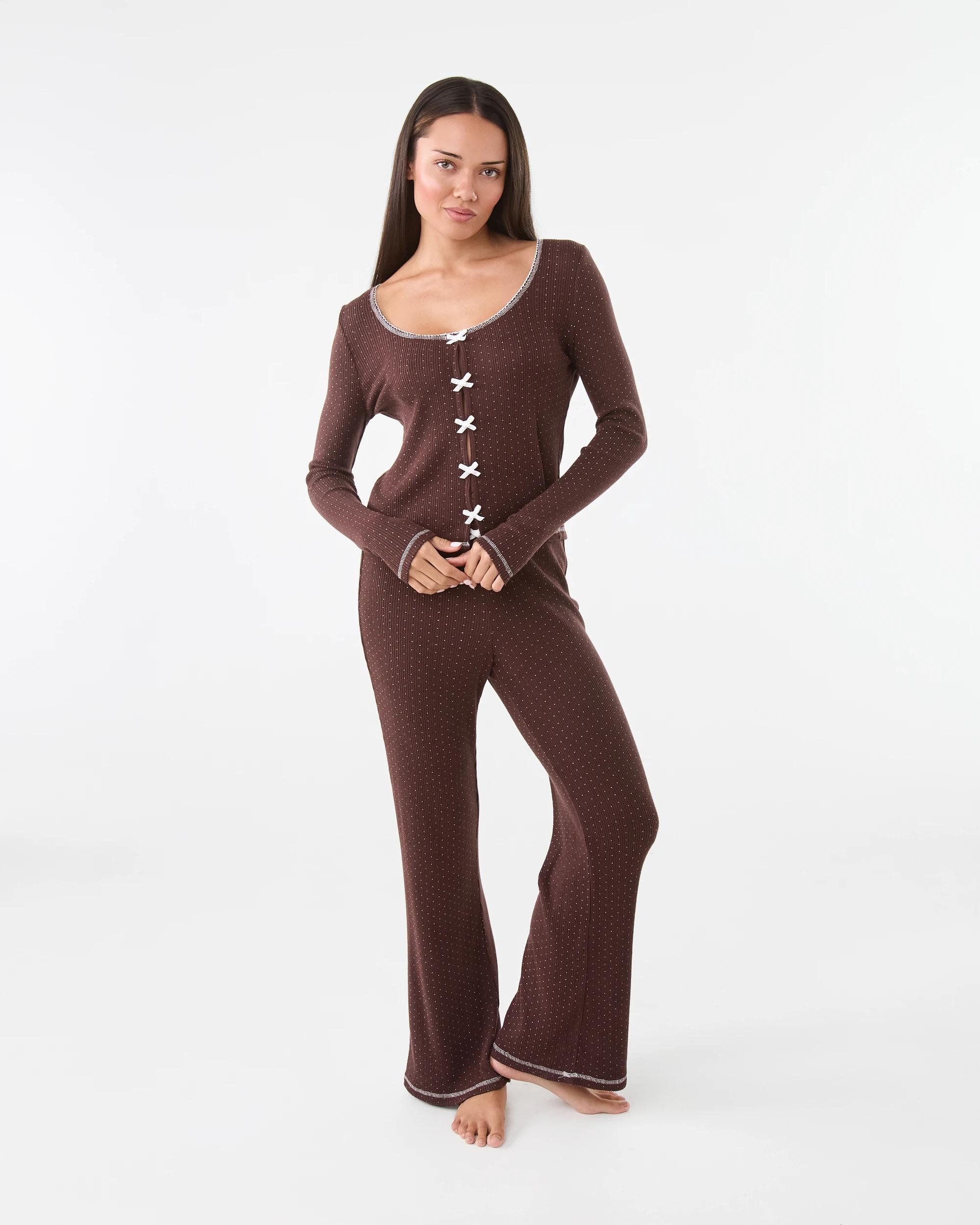 2 Brushed Rib Pants Spot Choc, 2 of 6