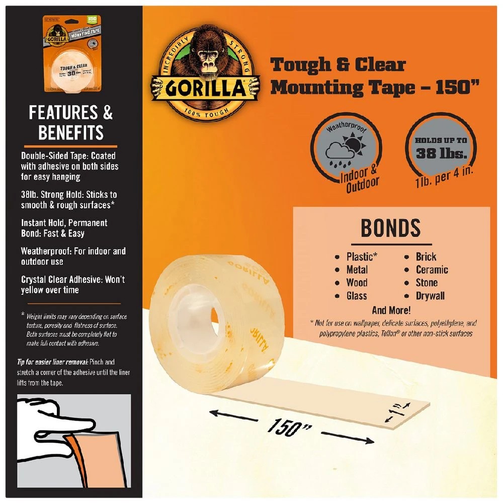 7 Gorilla Tough and Clear XL Mounting Tape 3.8m, 7 of 7