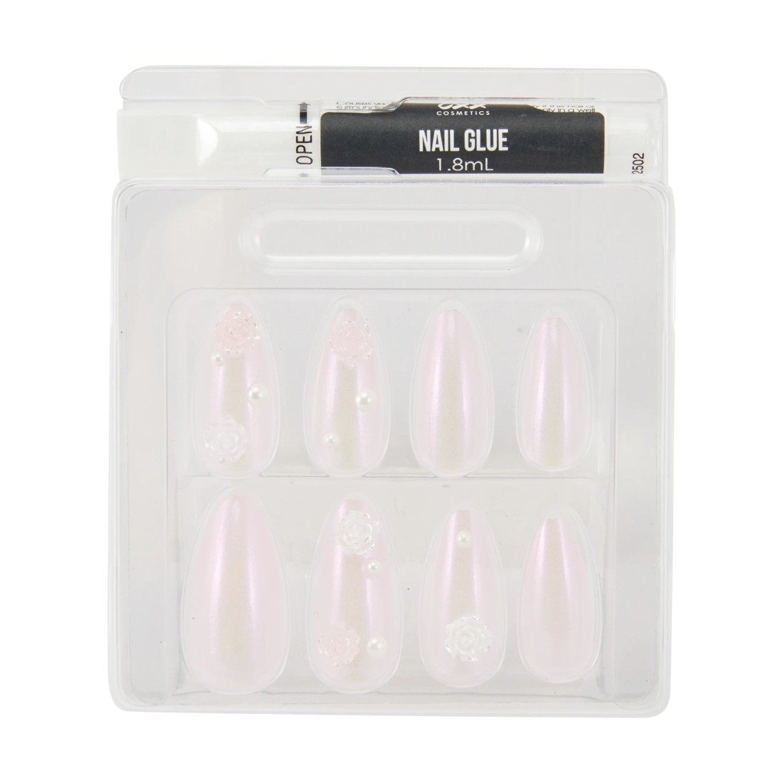 3 OXX Cosmetics 24 Pack Artificial Nails with Adhesive - Pointed Stiletto Shape, Jelly Flowers, 3 of 4