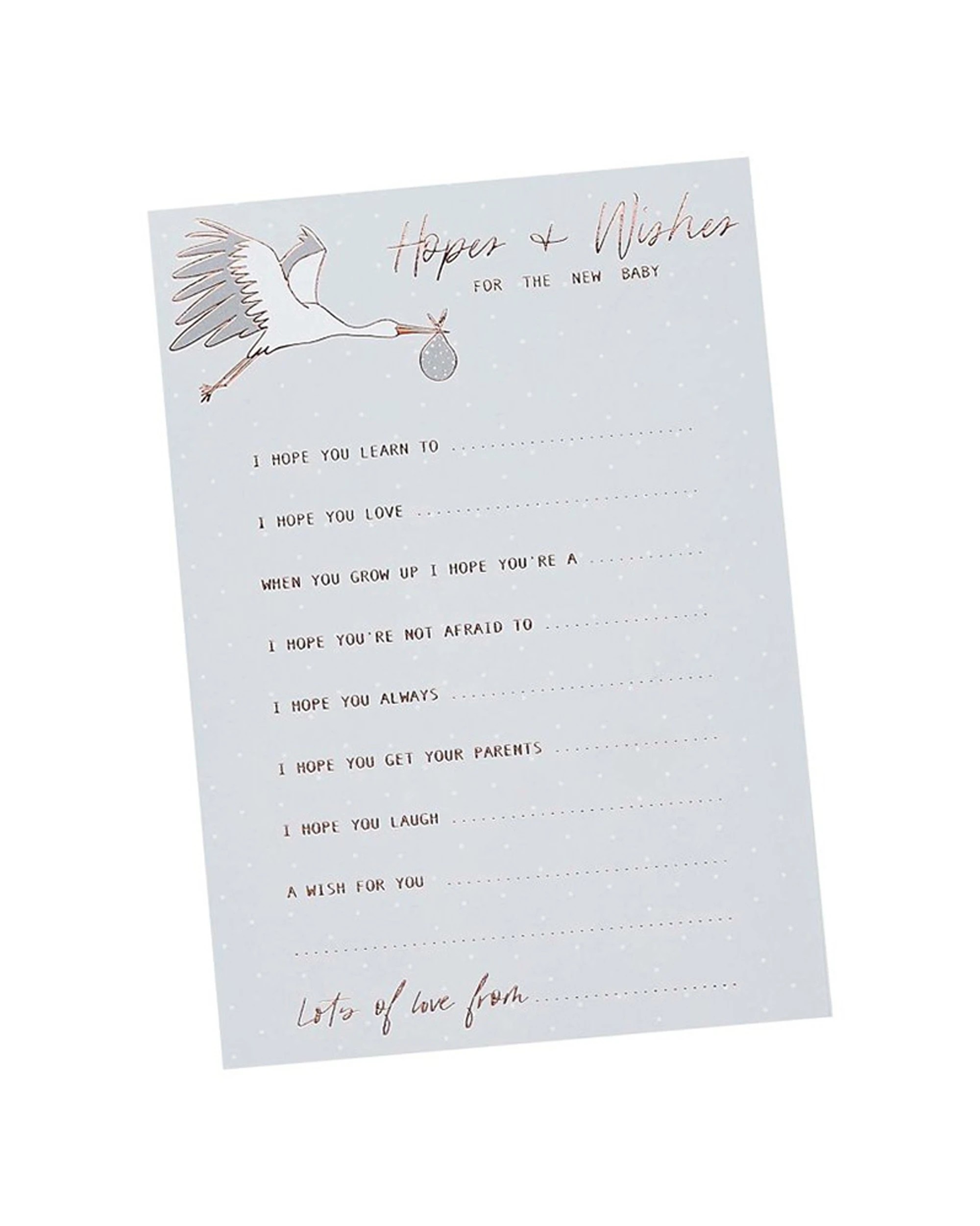 1 Anagram Hello Little One Hopes & Wishes Baby Shower Notes Set Stork Design - Multi, 1 of 2