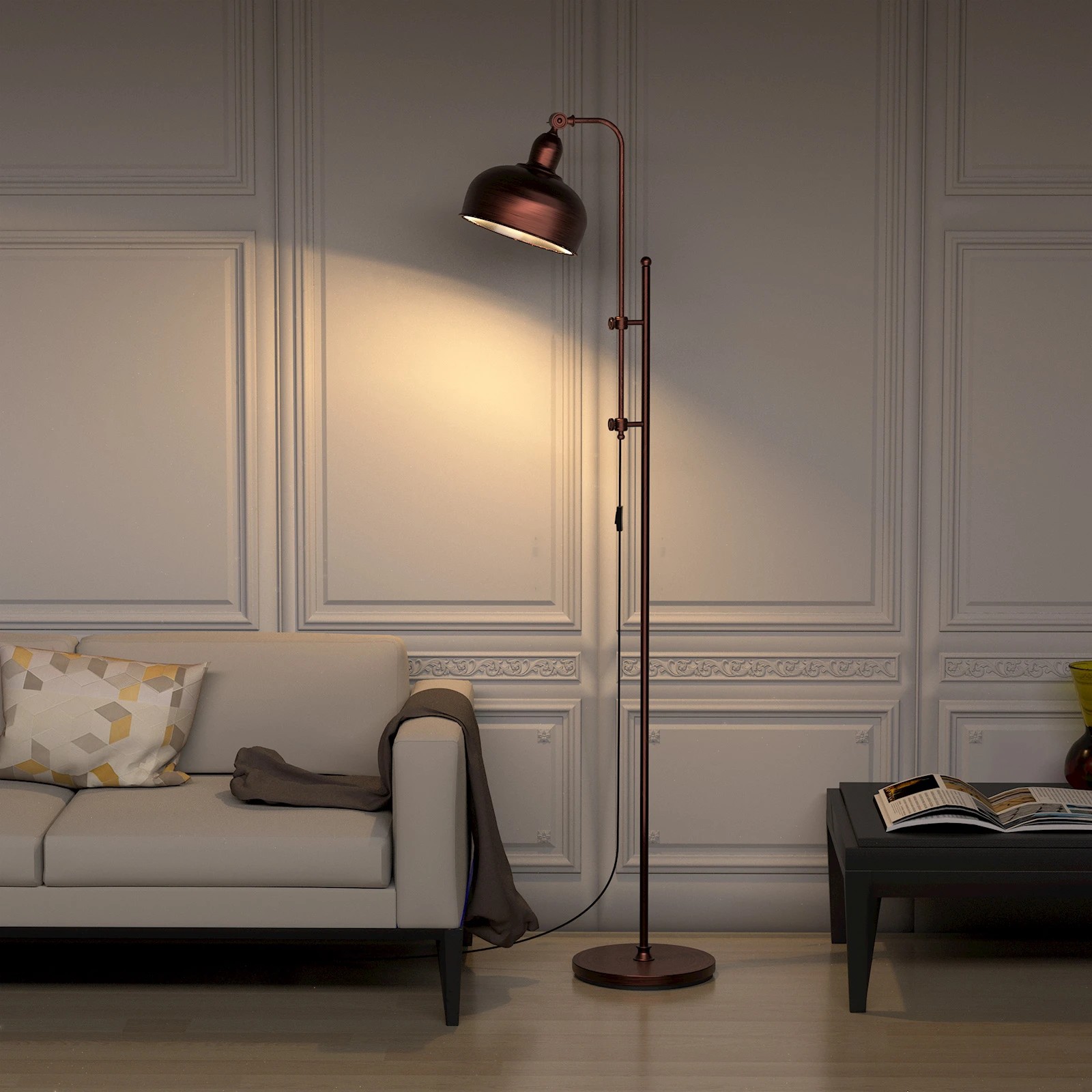 5 Costway Industrial Floor Lamp Height Adjustable Free-standing Lamp, 5 of 5