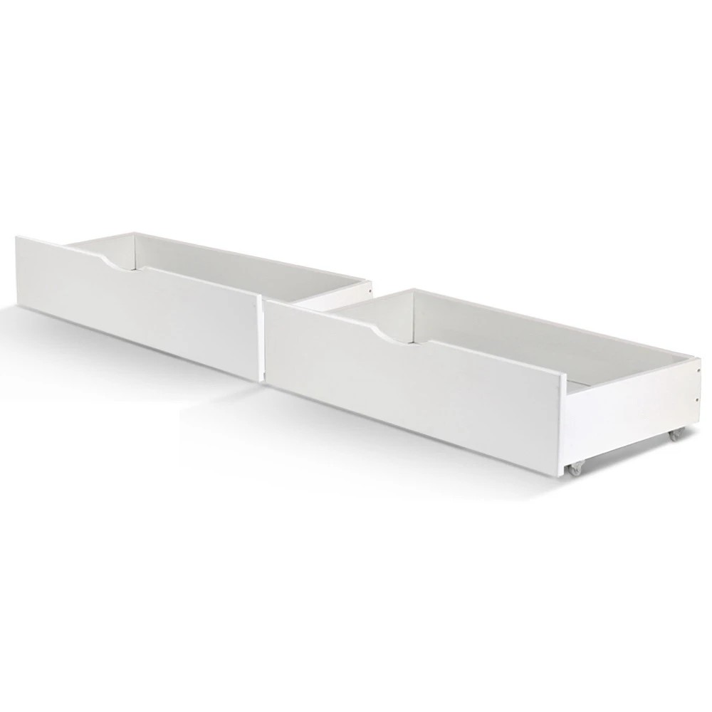 1 Artiss 2x Bed Frame Storage Drawers Trundle - White, 1 of 8