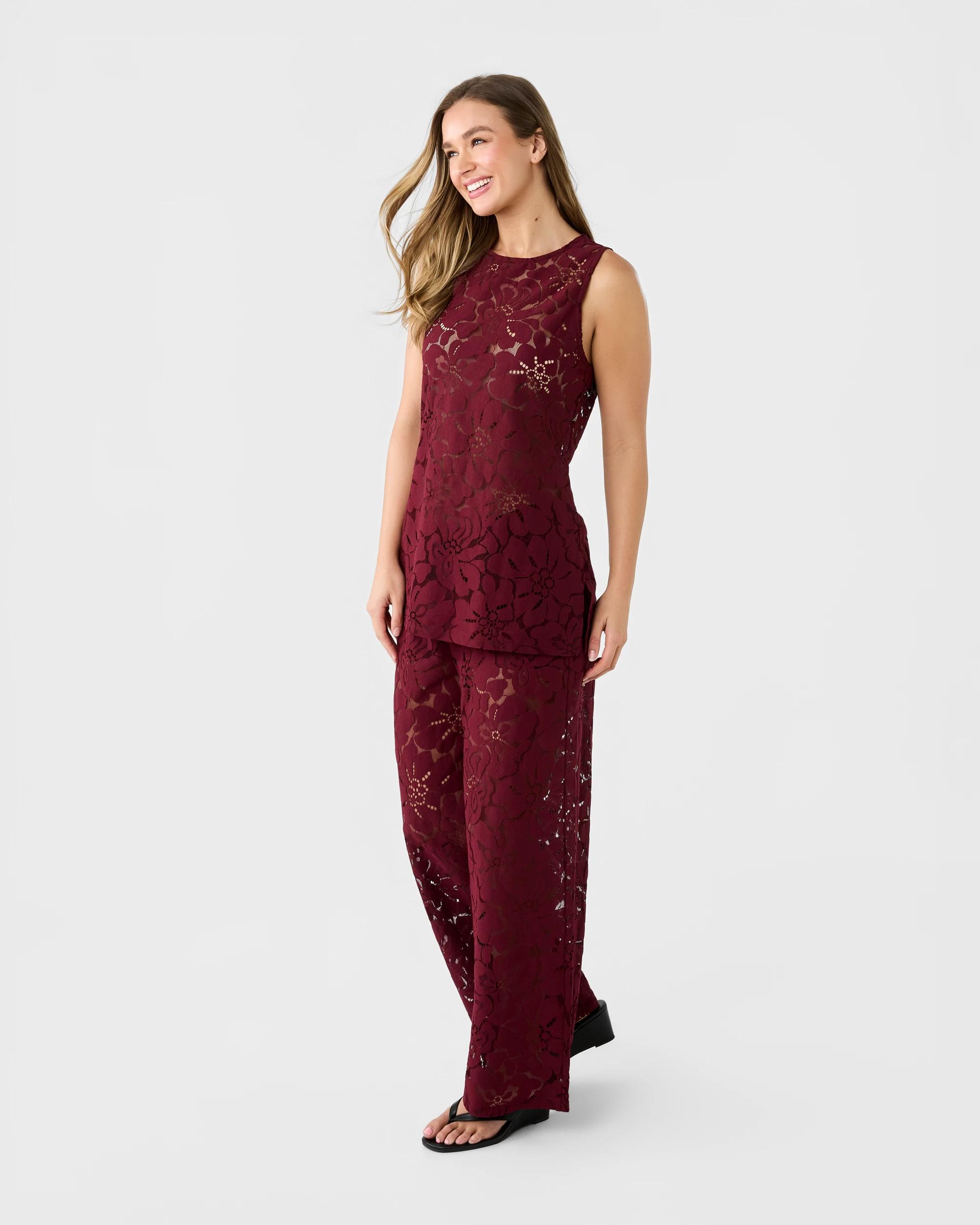 3 Sleeveless Lace Tunic Cran Juice, 3 of 6