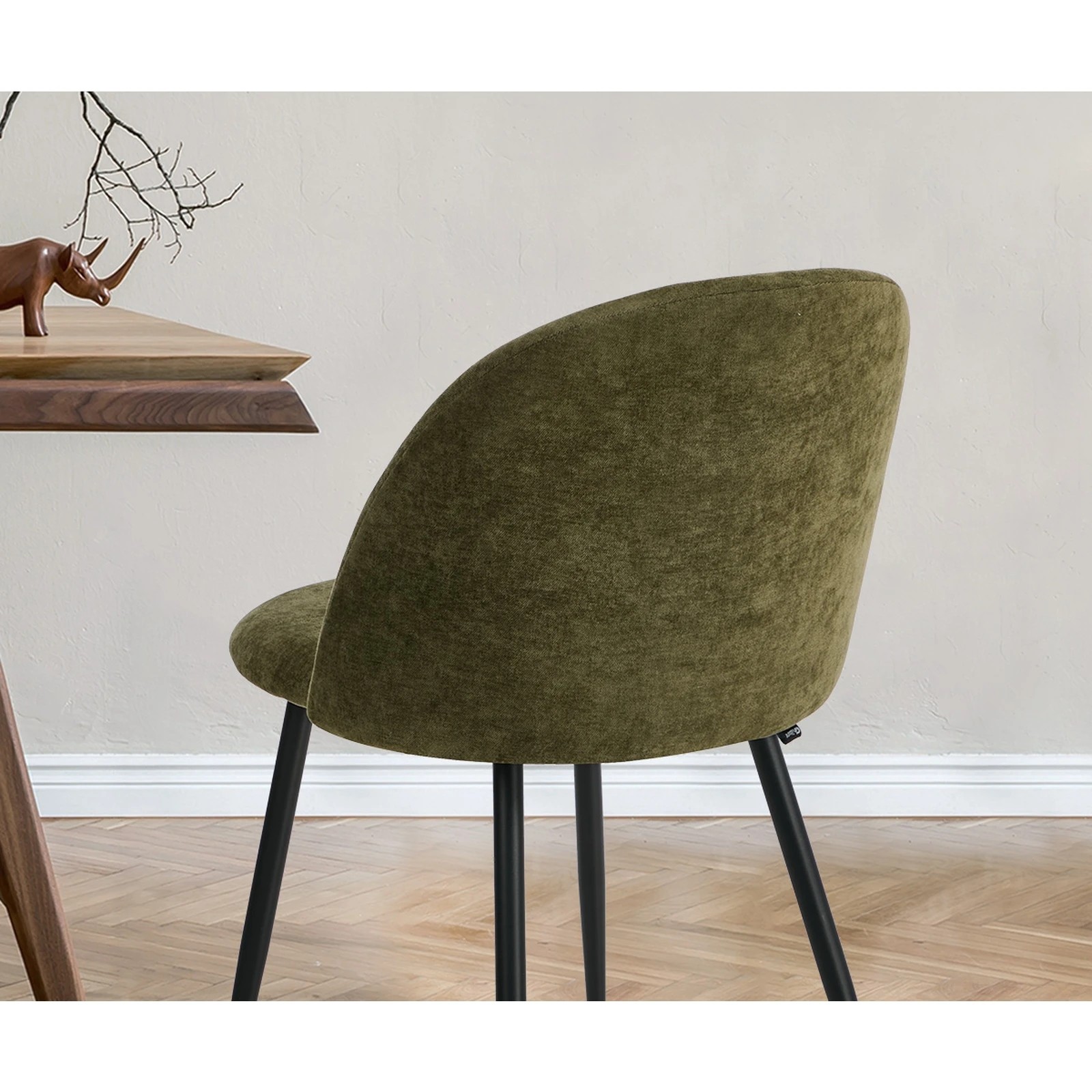 5 Oikiture 2x Dining Chairs Accent Chair Armchair Kitchen Upholstered Linen - Green, 5 of 9