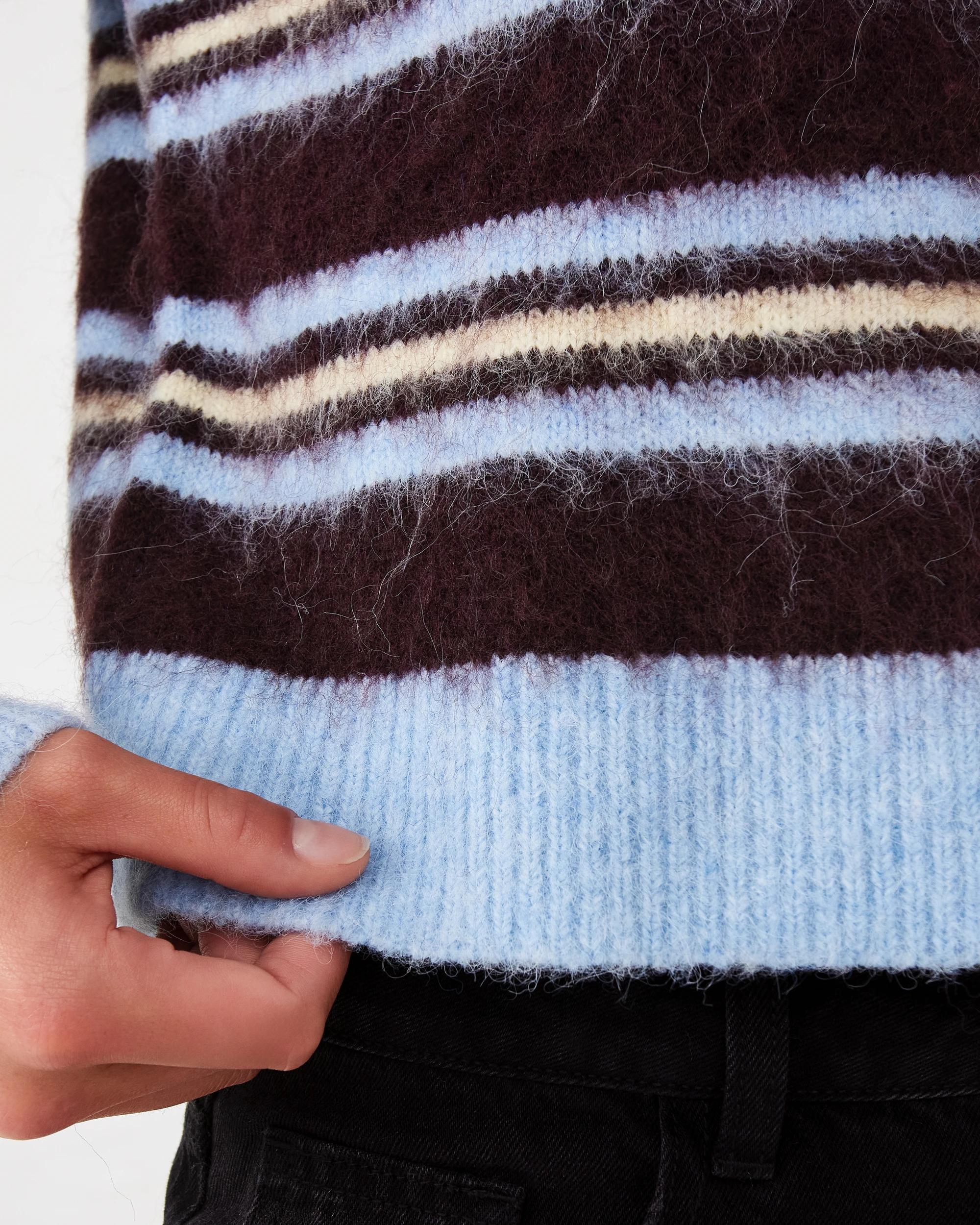 8 Long Sleeve Fluffy Polo Jumper Blu Stripe, 8 of 8