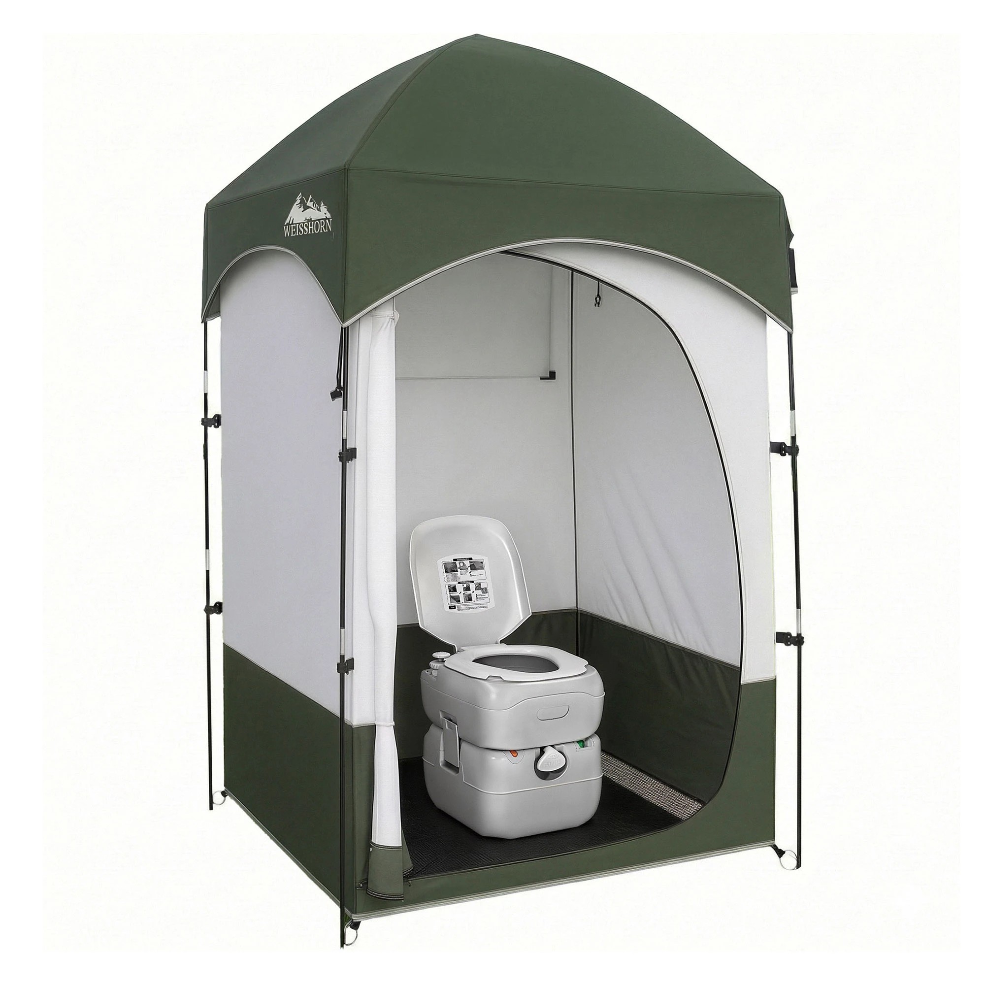 1 Weisshorn 22L Portable Camping Toilet Shower Tent Changing Room Outdoor Loo Set - Multi, 1 of 2