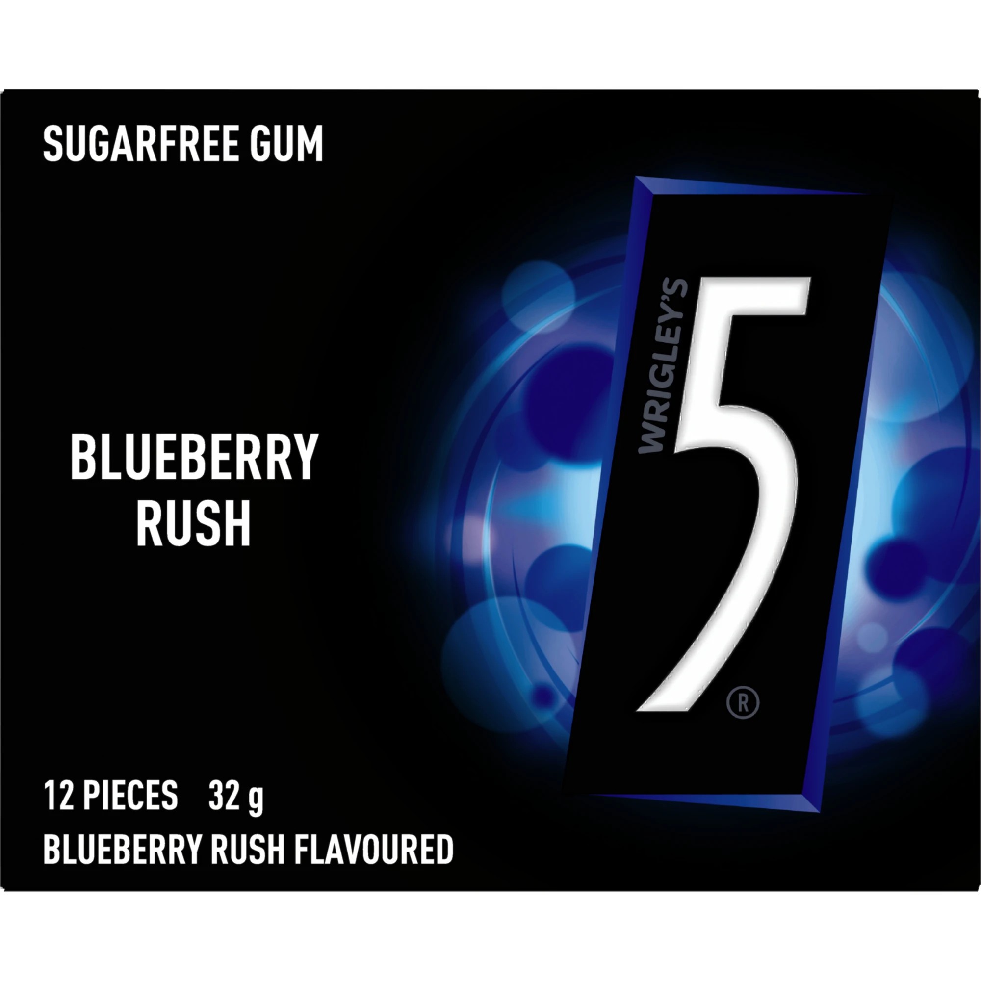 1 12 Piece Wrigley's 5 Gum Blueberry Rush Sugar Free Chewing Gum 32g, 1 of 5