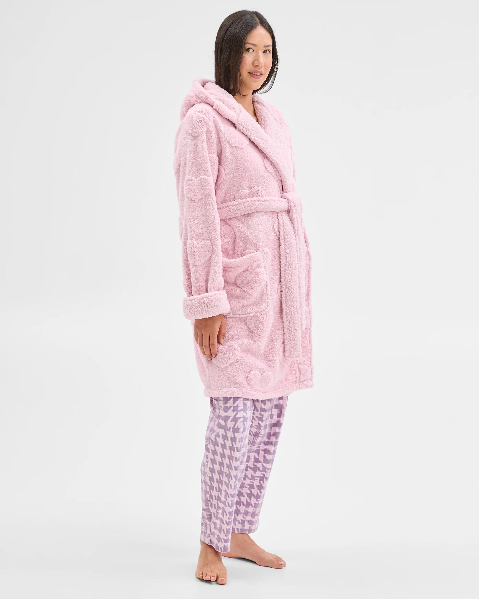 3 Target Woman Sherpa Hooded Sleep Robe LOVE HEART, 3 of 8