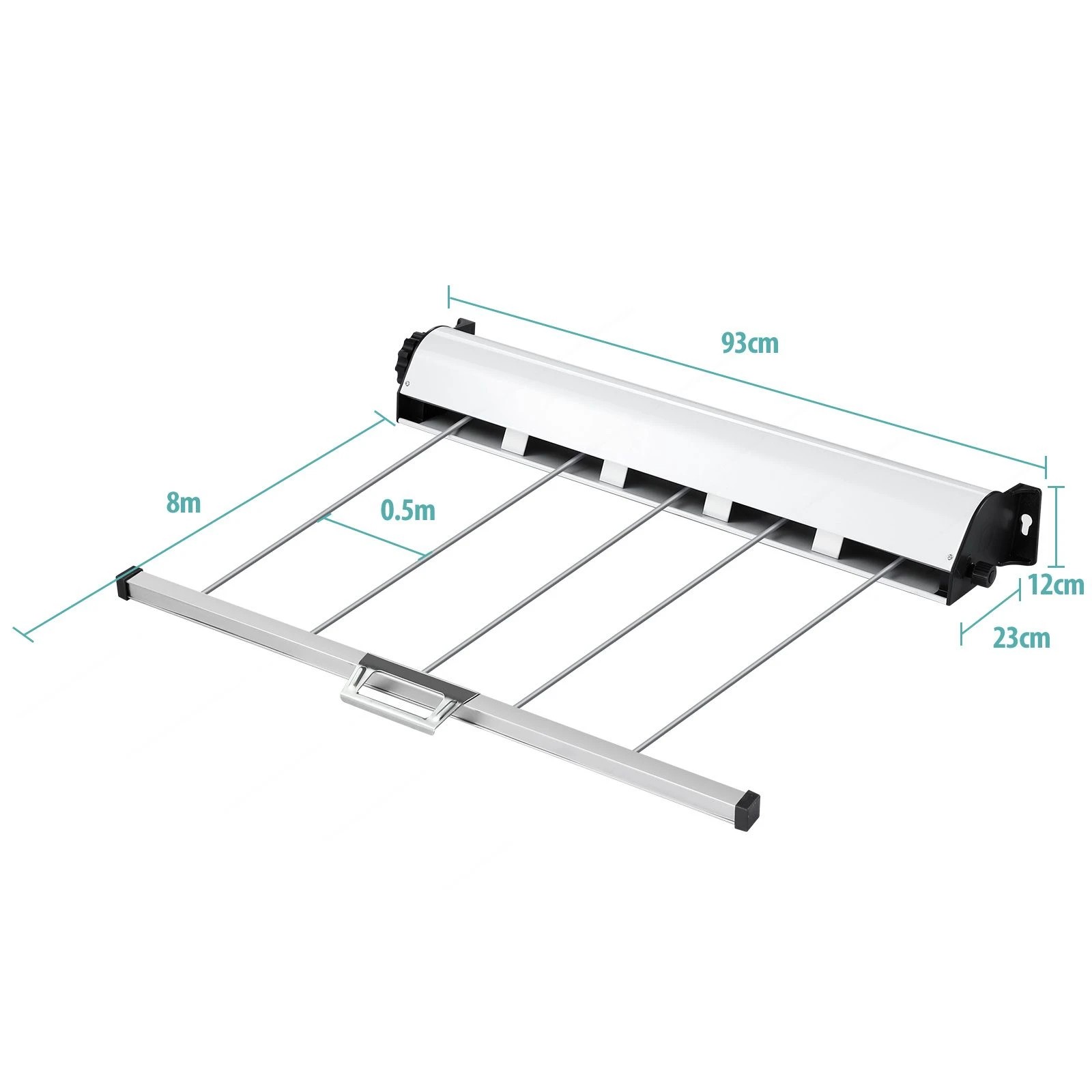 2 Ausway 40m Wall Mounted Washing Clothesline with 5 Retractable Lines, Extendable Laundry Drying Rack Airer, 2 of 6