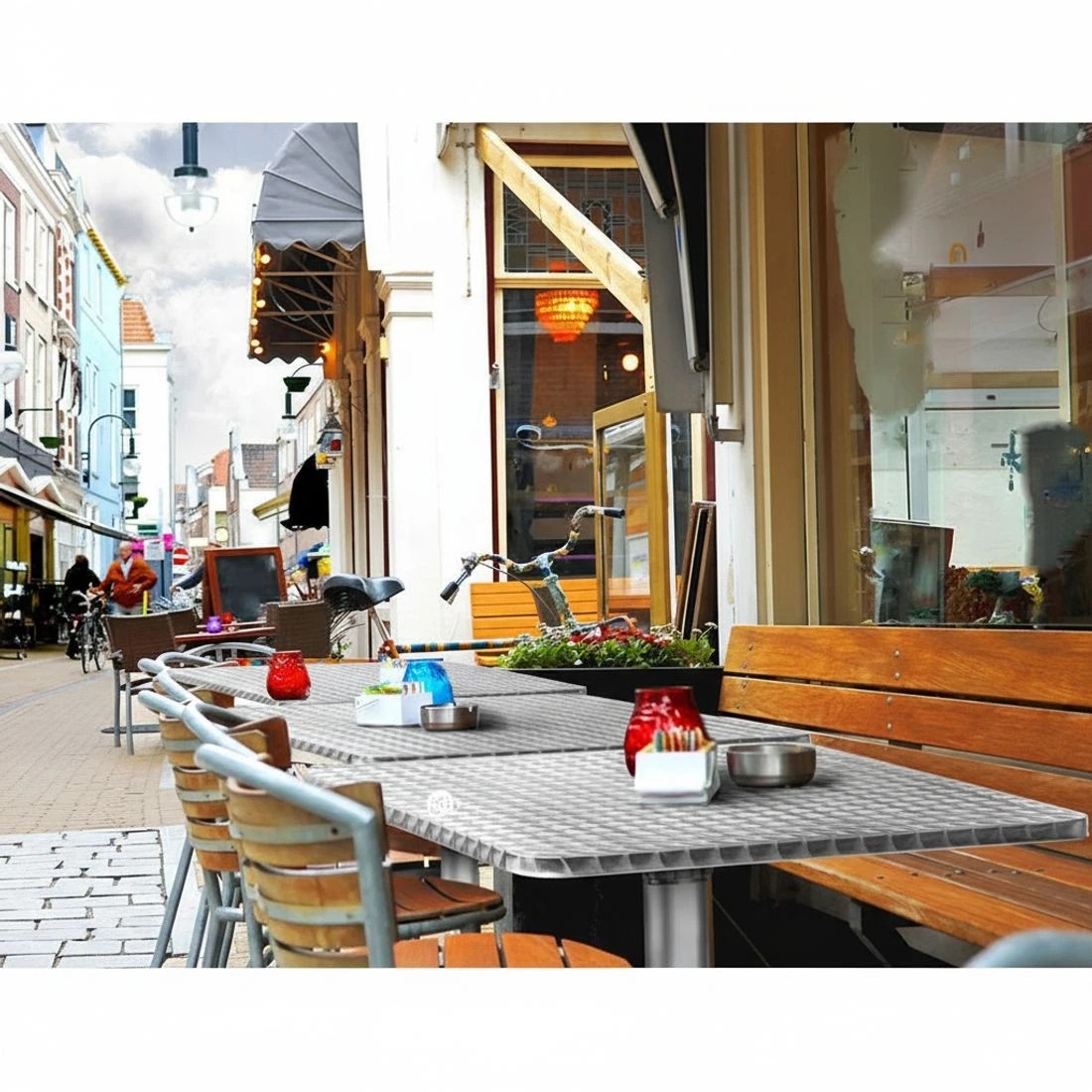 4 Gardeon Outdoor Bar Table Adjustable Aluminium Square 70/110cm - Silver, 4 of 5