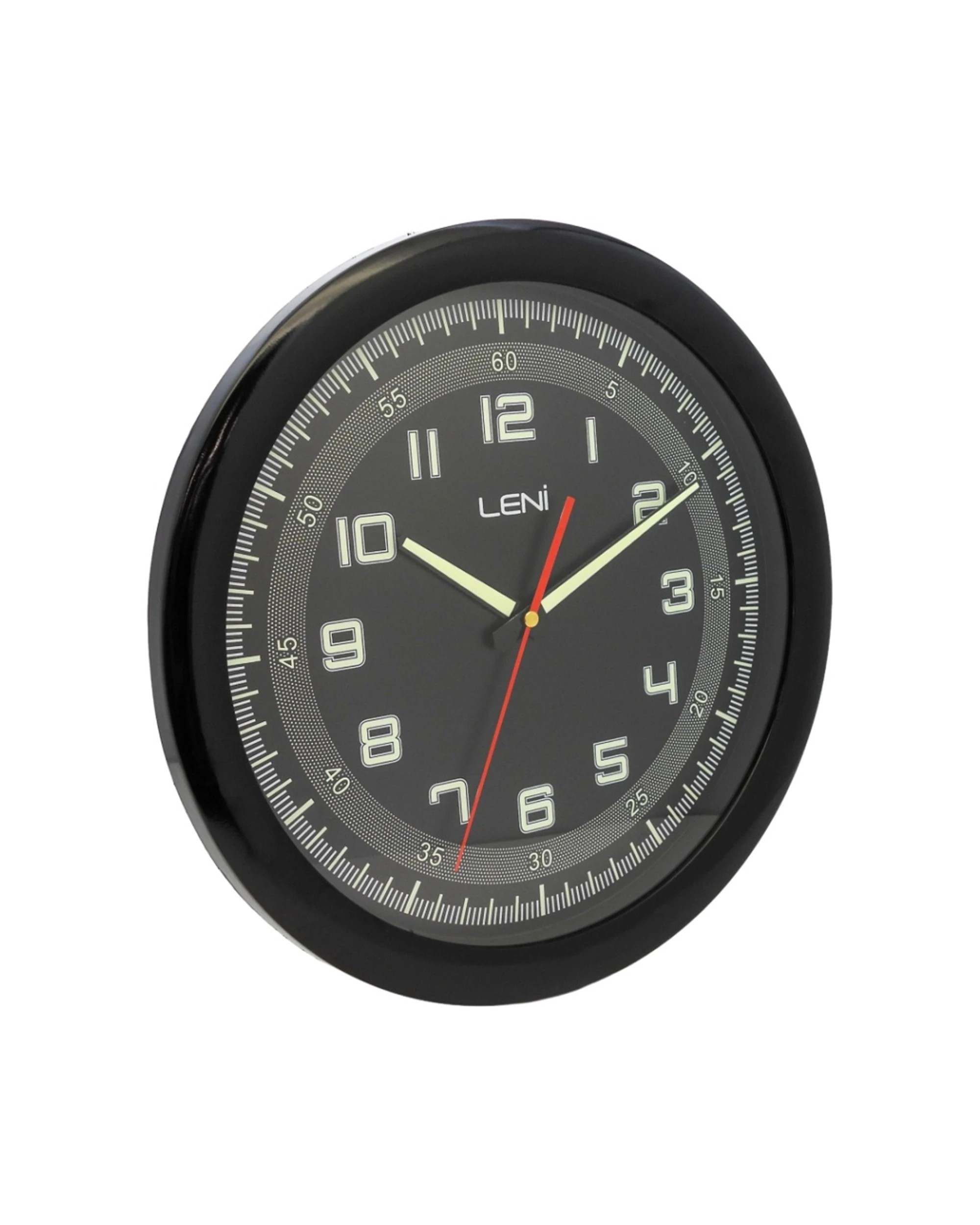 3 Leni Luminouis 32.5cm Analogue Wall Clock Glow In The Dark - Black, 3 of 4