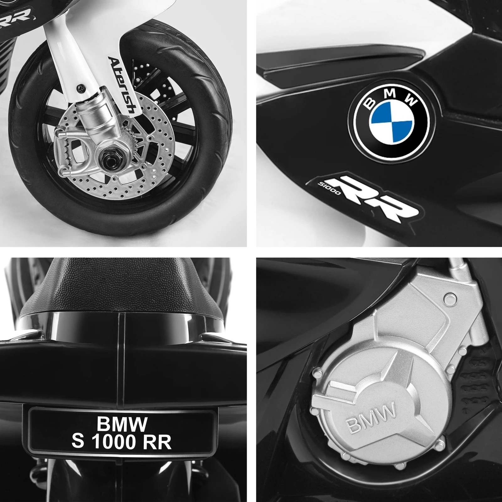 4 BMW Kids Ride On Car Motorbike S1000RR Licensed Electric Toys Police Bike - White Black, 4 of 8