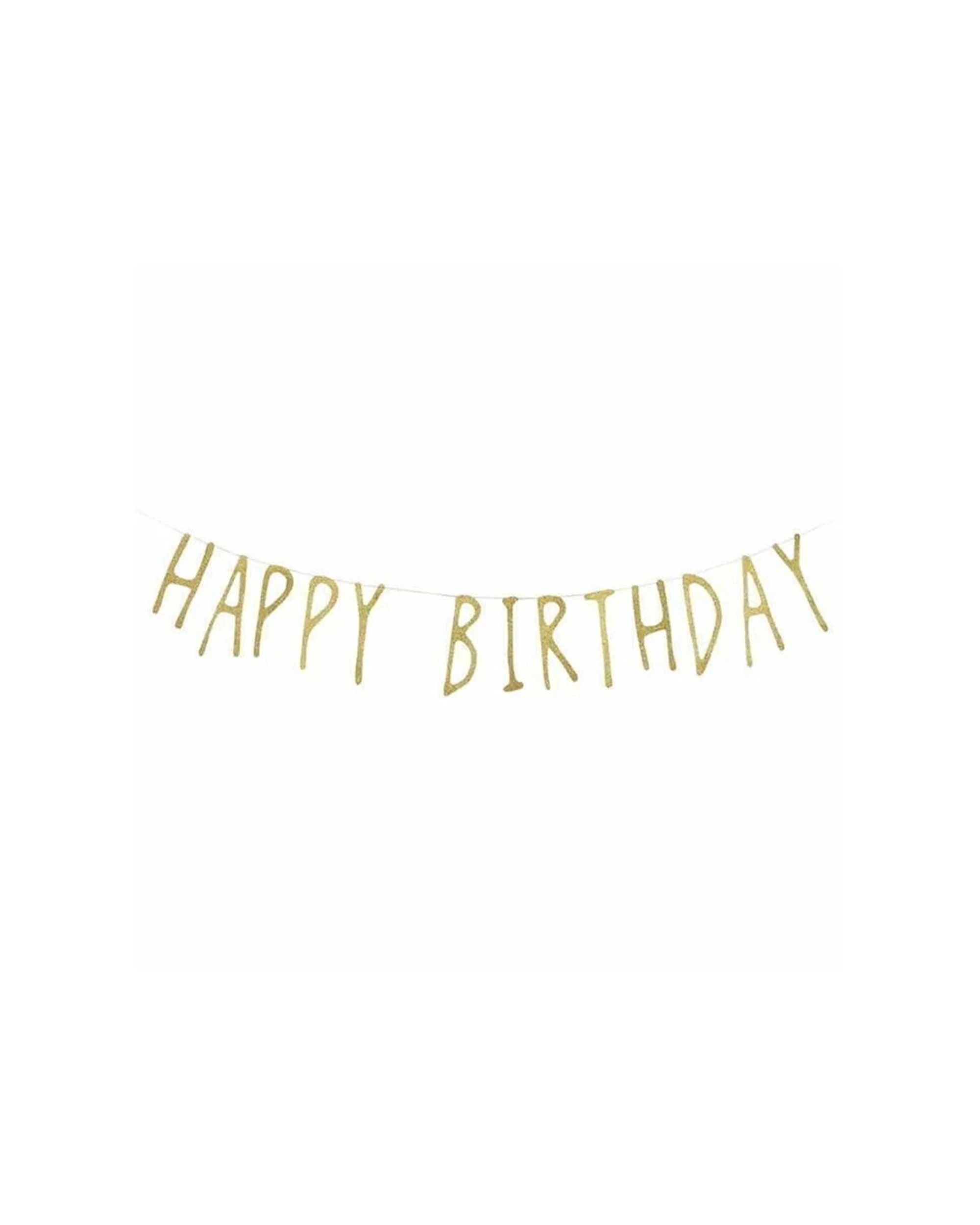 1 Party Maker Happy Birthday Glitter Lettering Bunting Decoration - Gold, 1 of 1