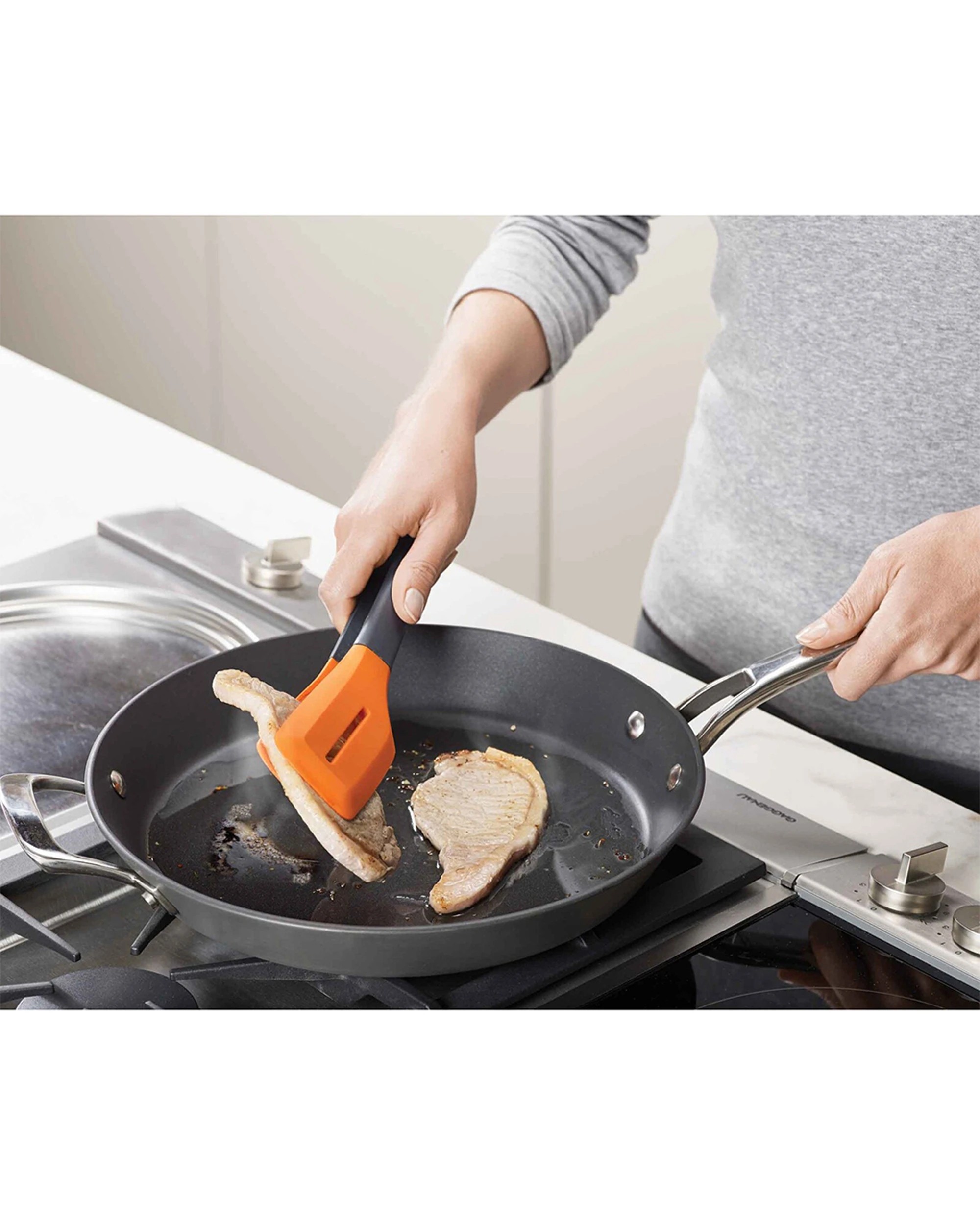 2 Joseph Joseph Silicone Turner Tongs Ergonomic Angled Arms Lockable Handles - Multi, 2 of 4