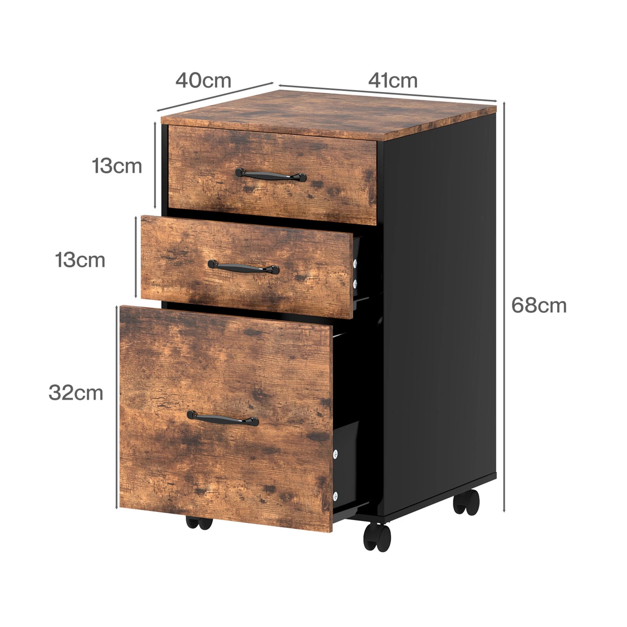 3 Levede File Cabinet Mobile Filing Cabinet 3 Drawers, 3 of 9