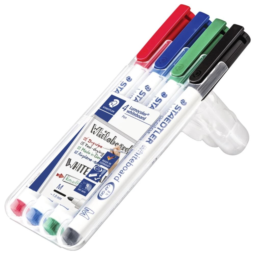 2 Staedtler Lumocolor Whiteboard Pens Bullet Assorted 4 Pack, 2 of 6