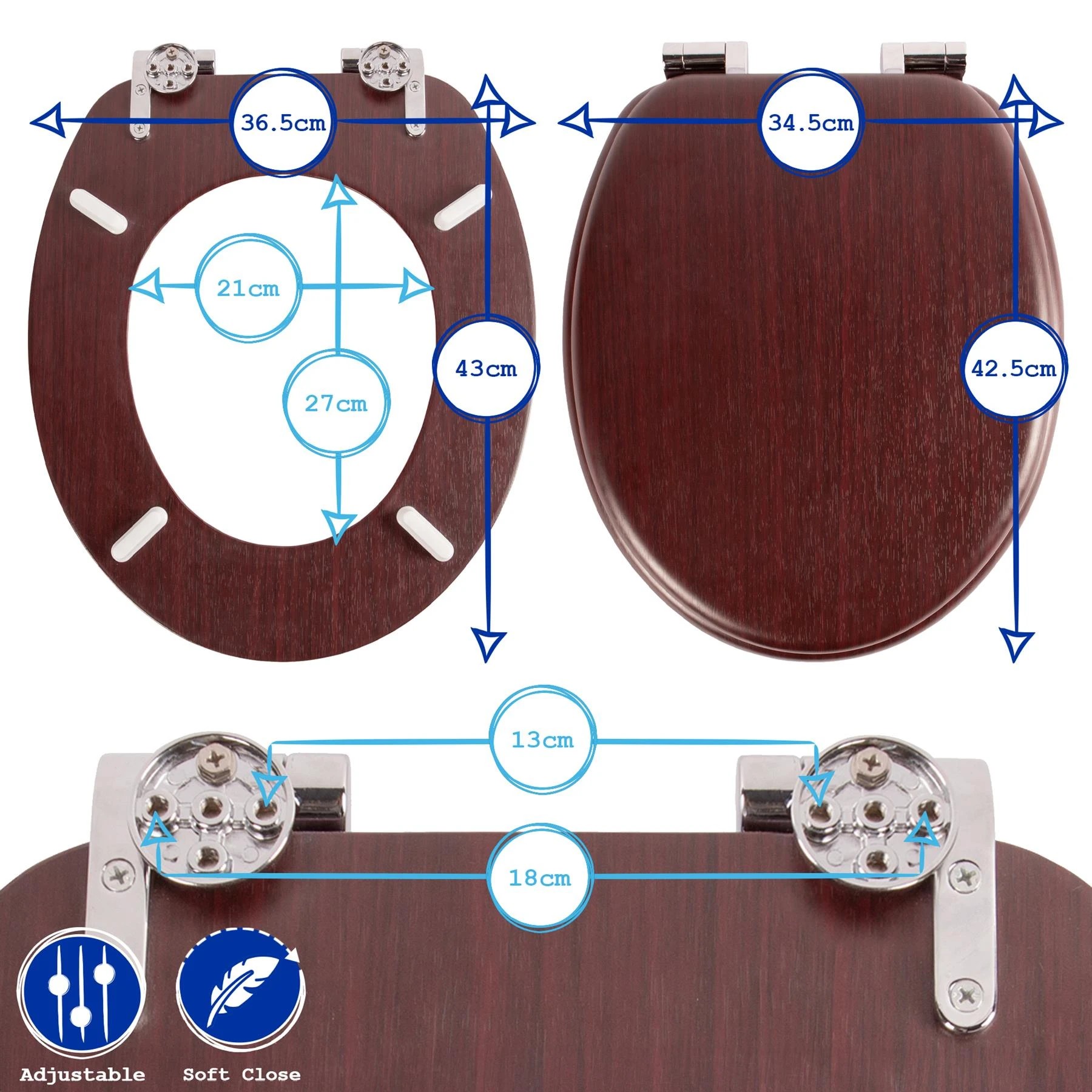 3 Harbour Housewares Soft Close Wooden Toilet Seat - Beige, 3 of 7